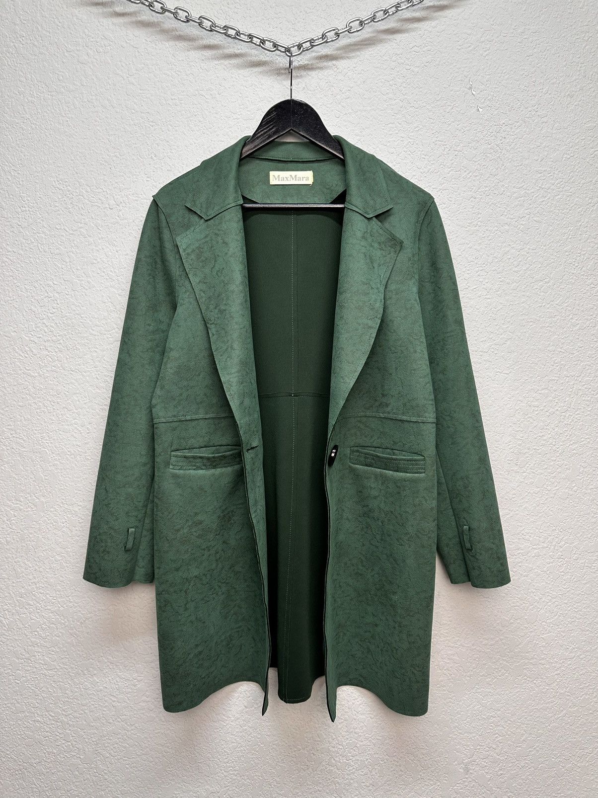Max Mara MaxMara green minimalist coat classic Italy elegant fit Size M / US 6-8 / IT 42-44 - 6 Thumbnail