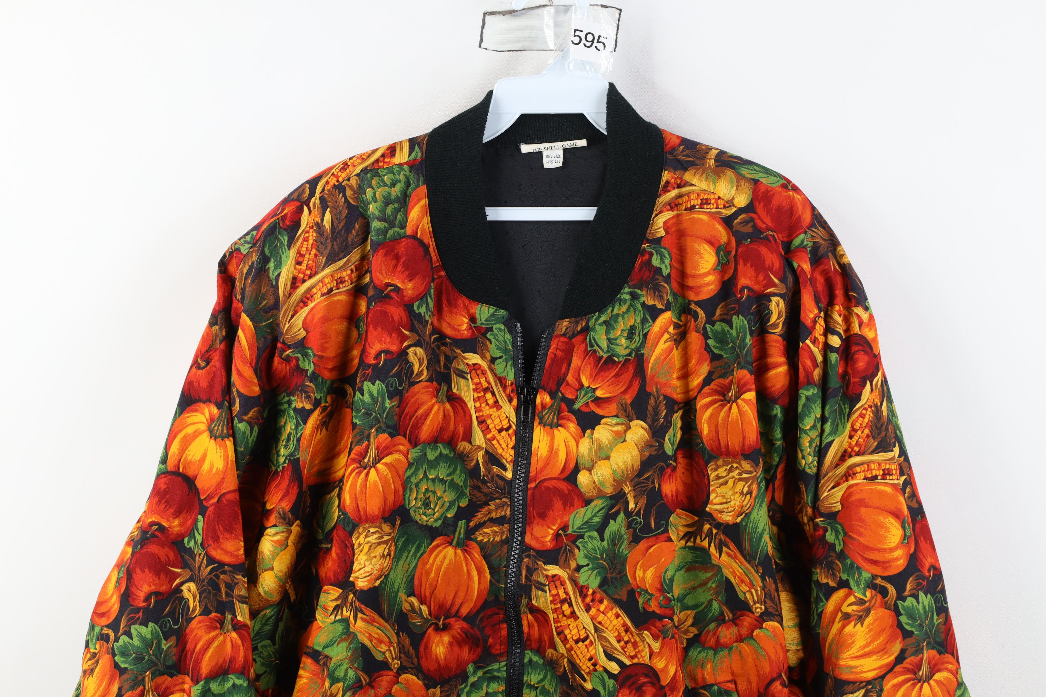 Vintage Vintage 90s Streetwear Pumpkin Corn Full Zip Bomber Jacket Size ONE SIZE - 2 Thumbnail