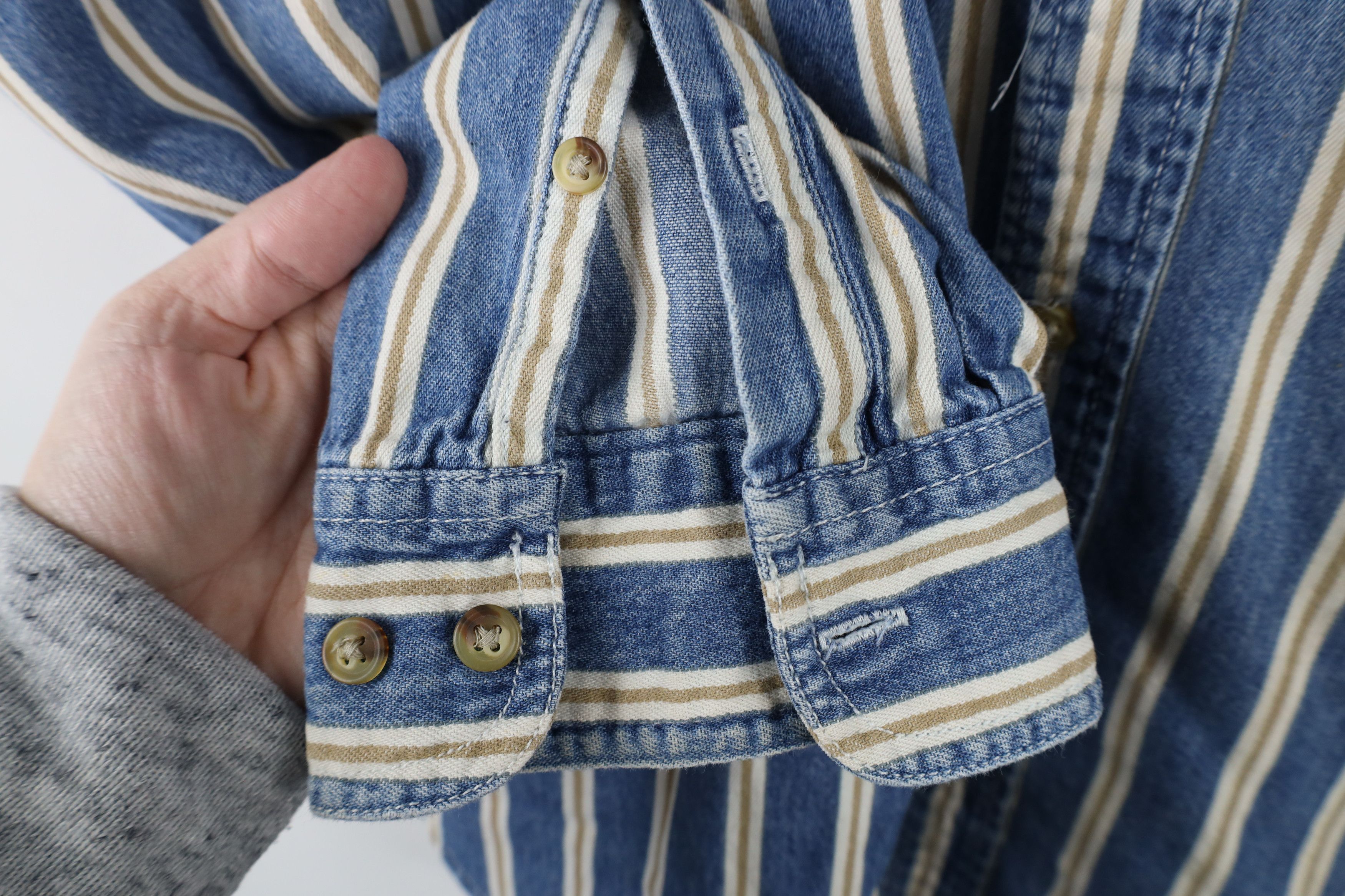 Vintage Vintage 90s Streetwear Striped Denim Jean Button Down Shirt Size US M / EU 48-50 / 2 - 6 Thumbnail