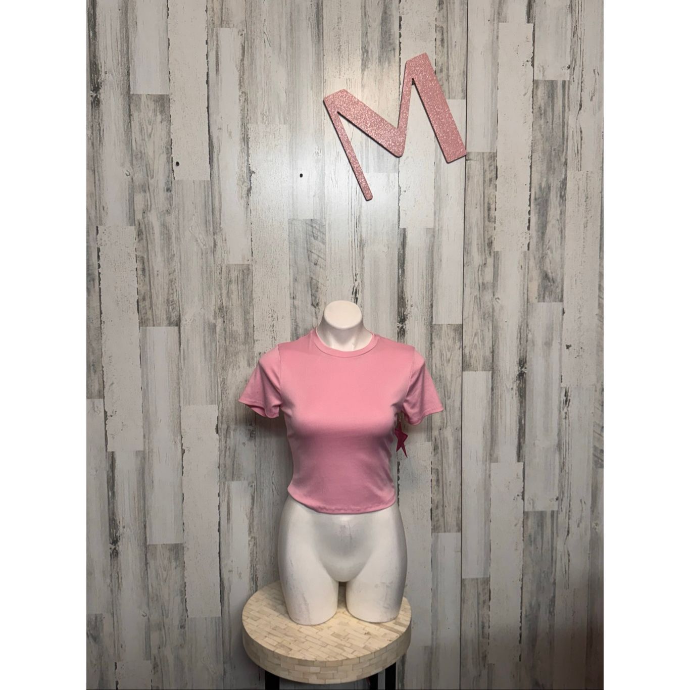 Other Love J Pink Ribbed Open Back Tie Crop Top – Size M Size M / US 6-8 / IT 42-44 - 1 Thumbnail