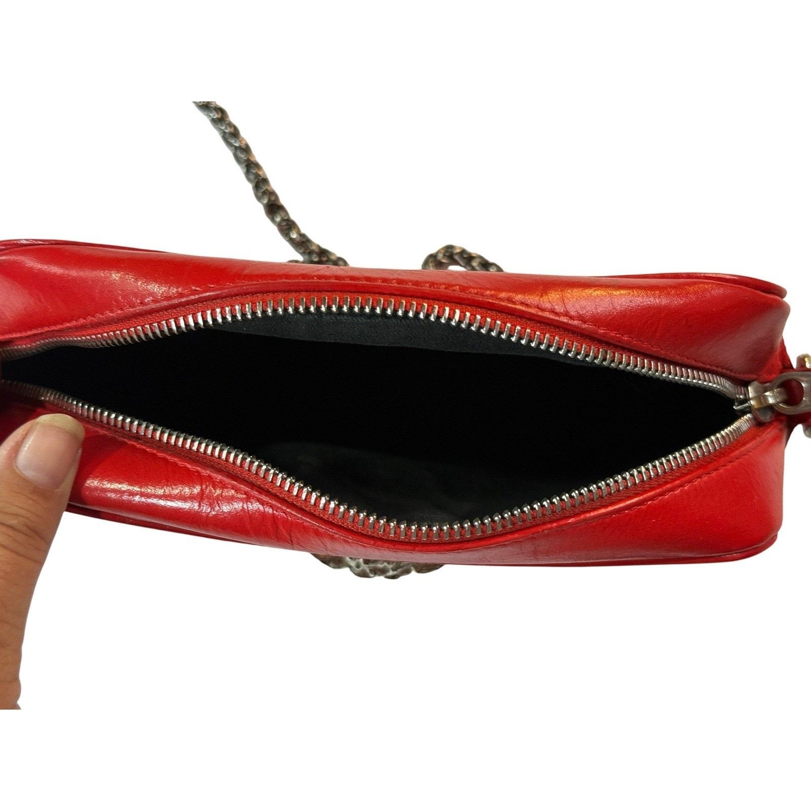 Versace Versace Medusa Red Leather Crossbody Bag Chain Strap Italy Size ONE SIZE - 4 Thumbnail