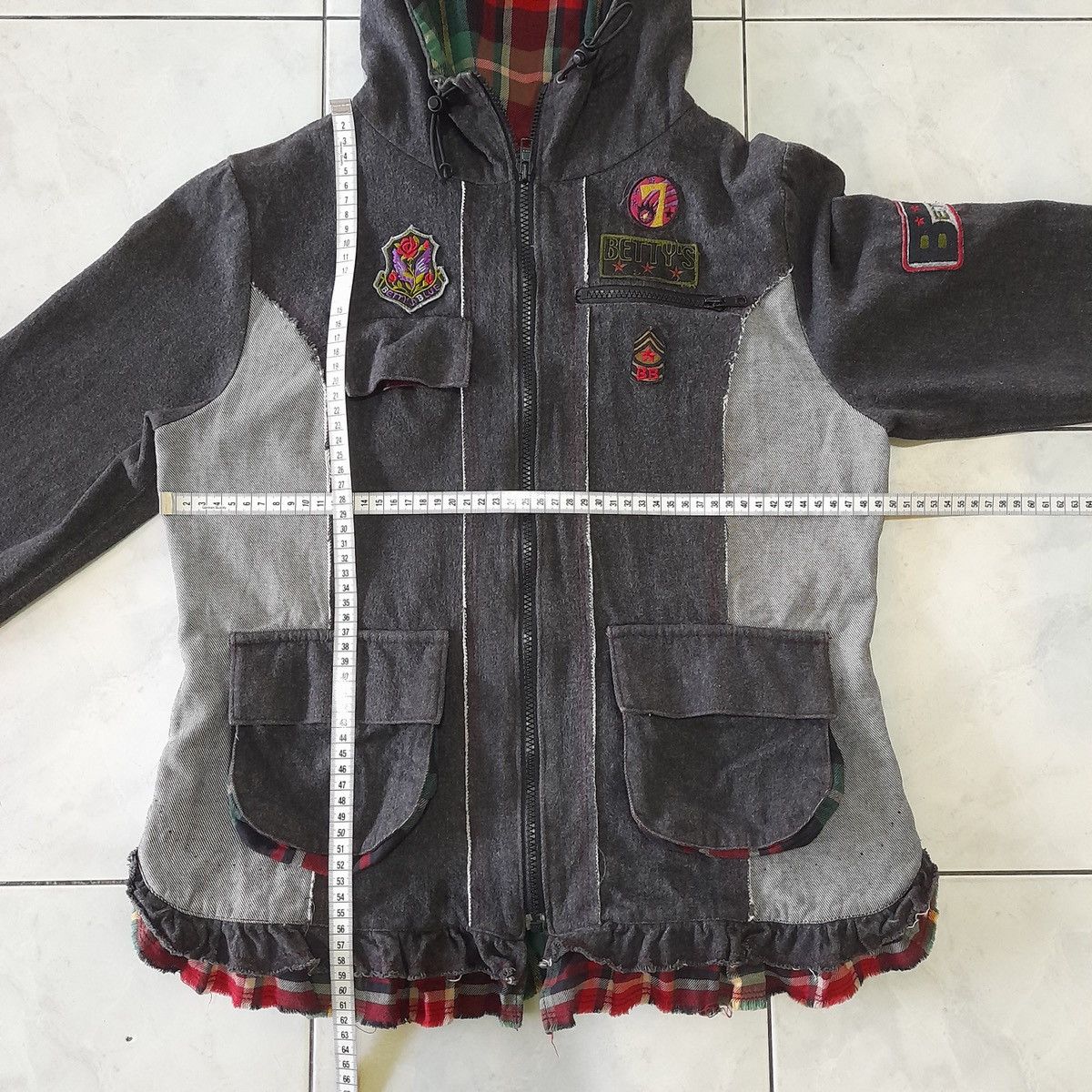 Vintage Vintage Patchwork Utility Hoodie with Lace & Flannel Details Size L / US 10 / IT 46 - 19 Thumbnail