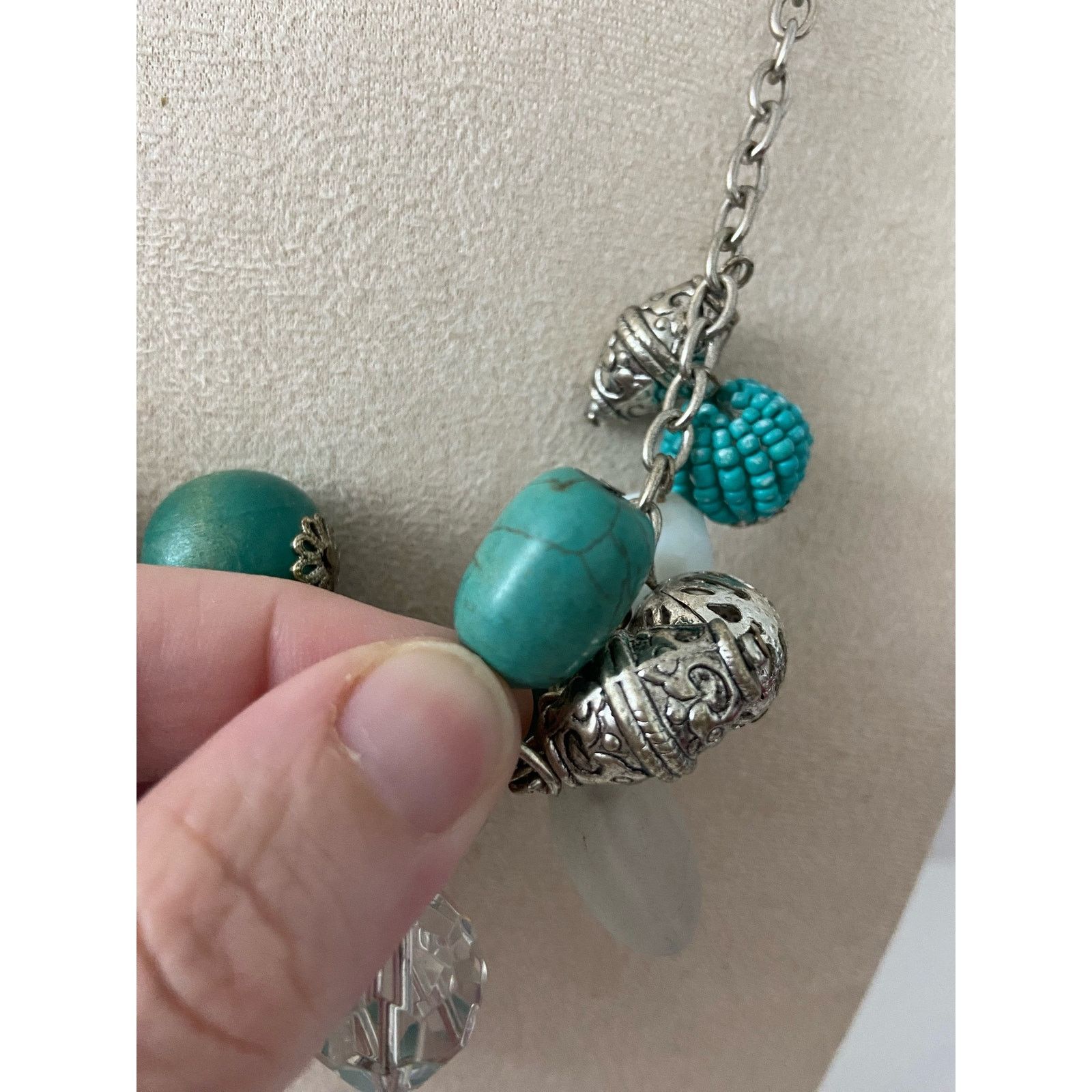 Other Turquoise bead charm necklace silver tone Size ONE SIZE - 3 Thumbnail