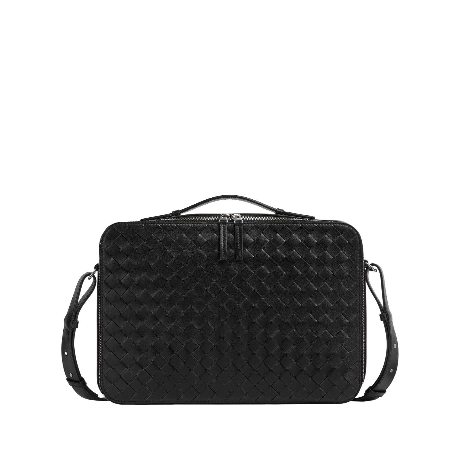 Bottega Veneta Getaway Slim $3900 Black Intrecciato Leather