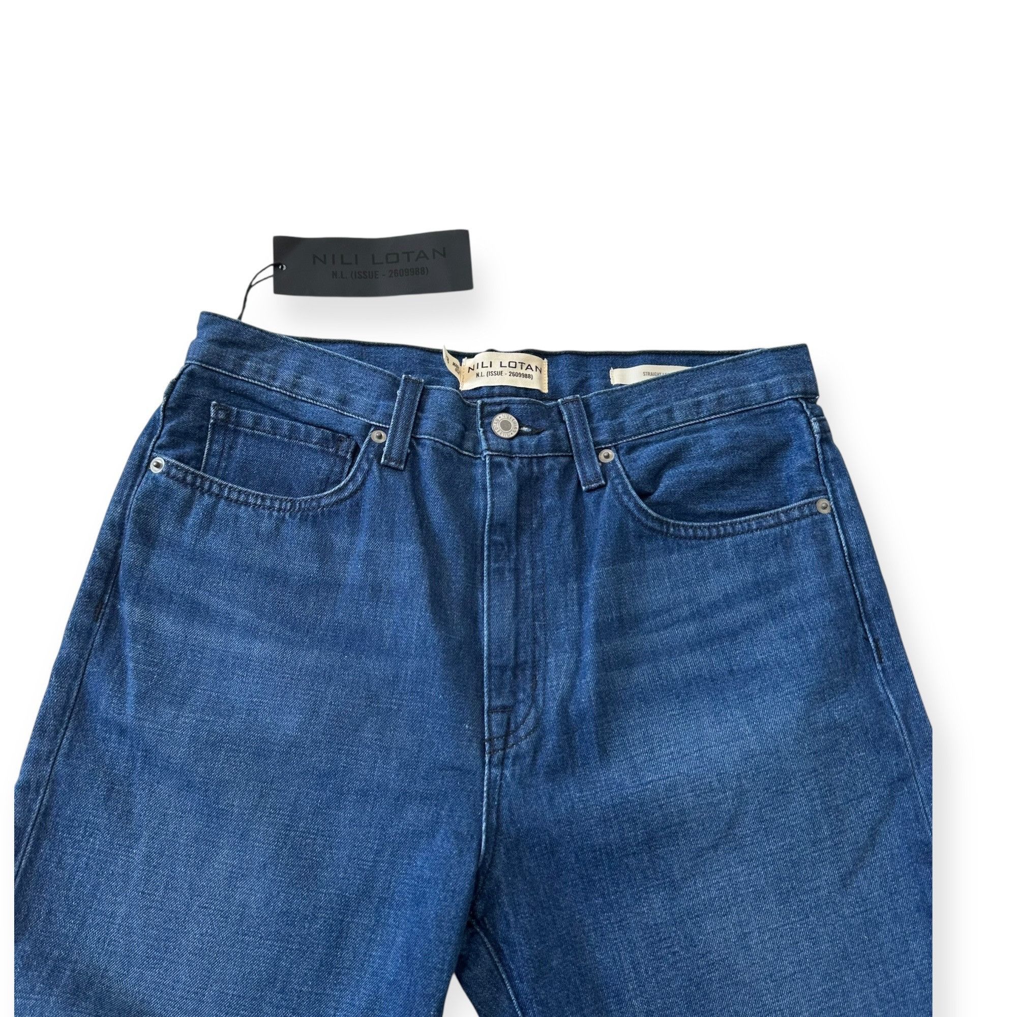 Nili Lotan Nili Lotan Straight Leg Jeans Dark Wash Blue Denim Mid-Rise, Size 28" / US 6 / IT 42 - 9 Thumbnail