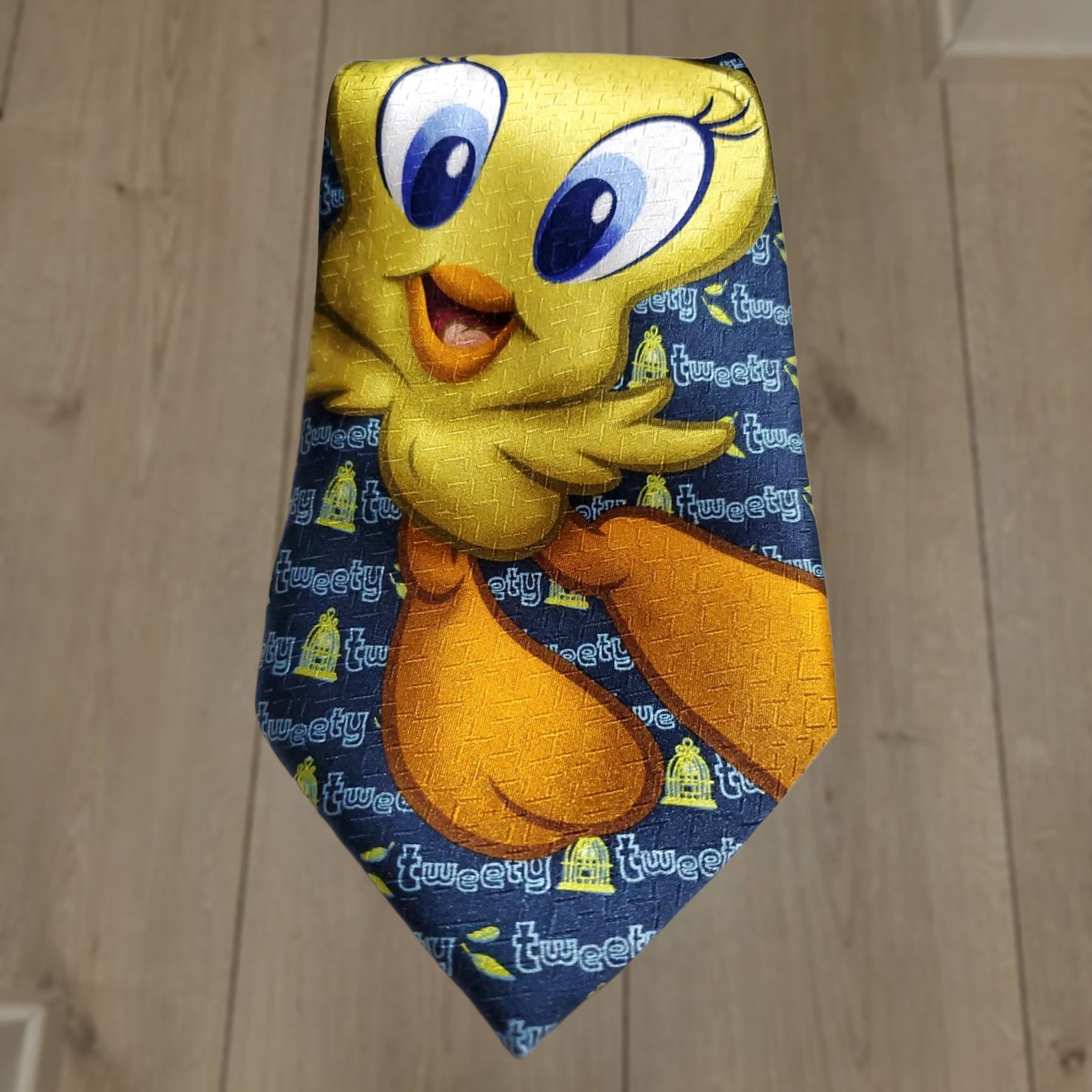 Vintage BIG FACE Tweety Bird Looney Tunes 100% Silk Hand Made Tie Shirt Men Blue Classic 57"-60" Size ONE SIZE - 1 Thumbnail