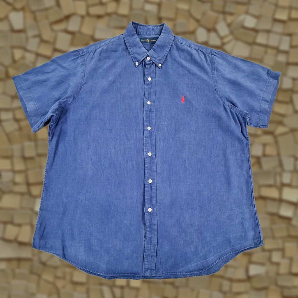 Polo Ralph Lauren Polo Ralph Lauren Shirt Mens XL Linen Navy Blue 100% Linen Button-Up Collared Short Sleeve Casual Classic Size US XL / EU 56 / 4 - 1 Thumbnail