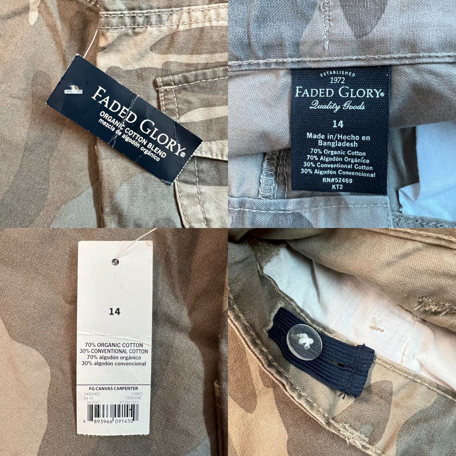 Faded Glory Faded Glory Brown Camouflage Canvas Carpenter Pants Size 14 Regular Fit Mens Size US 32 / EU 48 - 8 Thumbnail