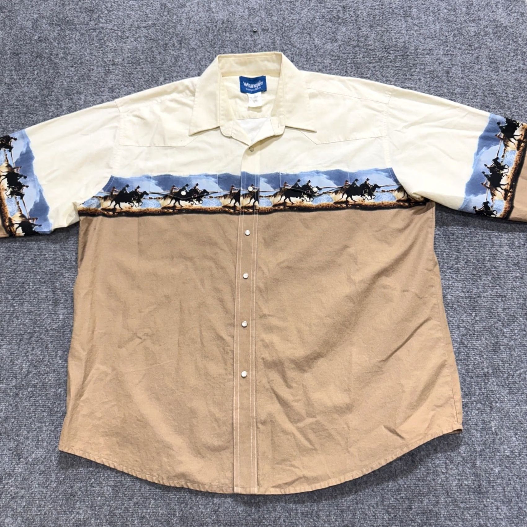 Wrangler VINTAGE Wrangler Shirt Western Pearl Snap Long Sleeve Mens 2XL Distressed Themed Shirt Size US XXL / EU 58 / 5 - 4 Thumbnail