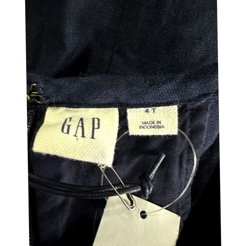 Gap VINTAGE Gap Dress Womens 4T Tall Halter Navy Linen Cotton Embroidered Fit & Flare NEW Size S / US 4 / IT 40 - 3 Thumbnail