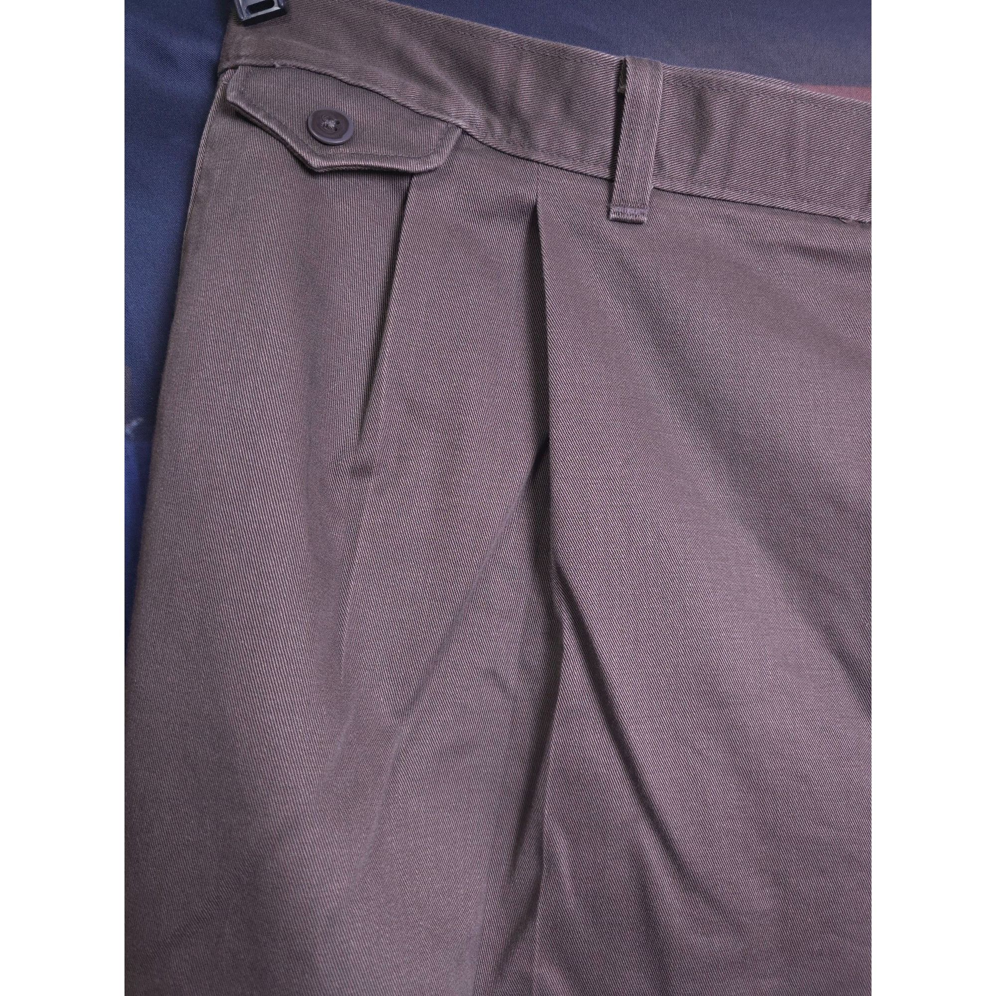 Savane Savane Men's Pleated Chino Pants 100% Cotton Brown Size 48 x Size 48L - 2 Thumbnail