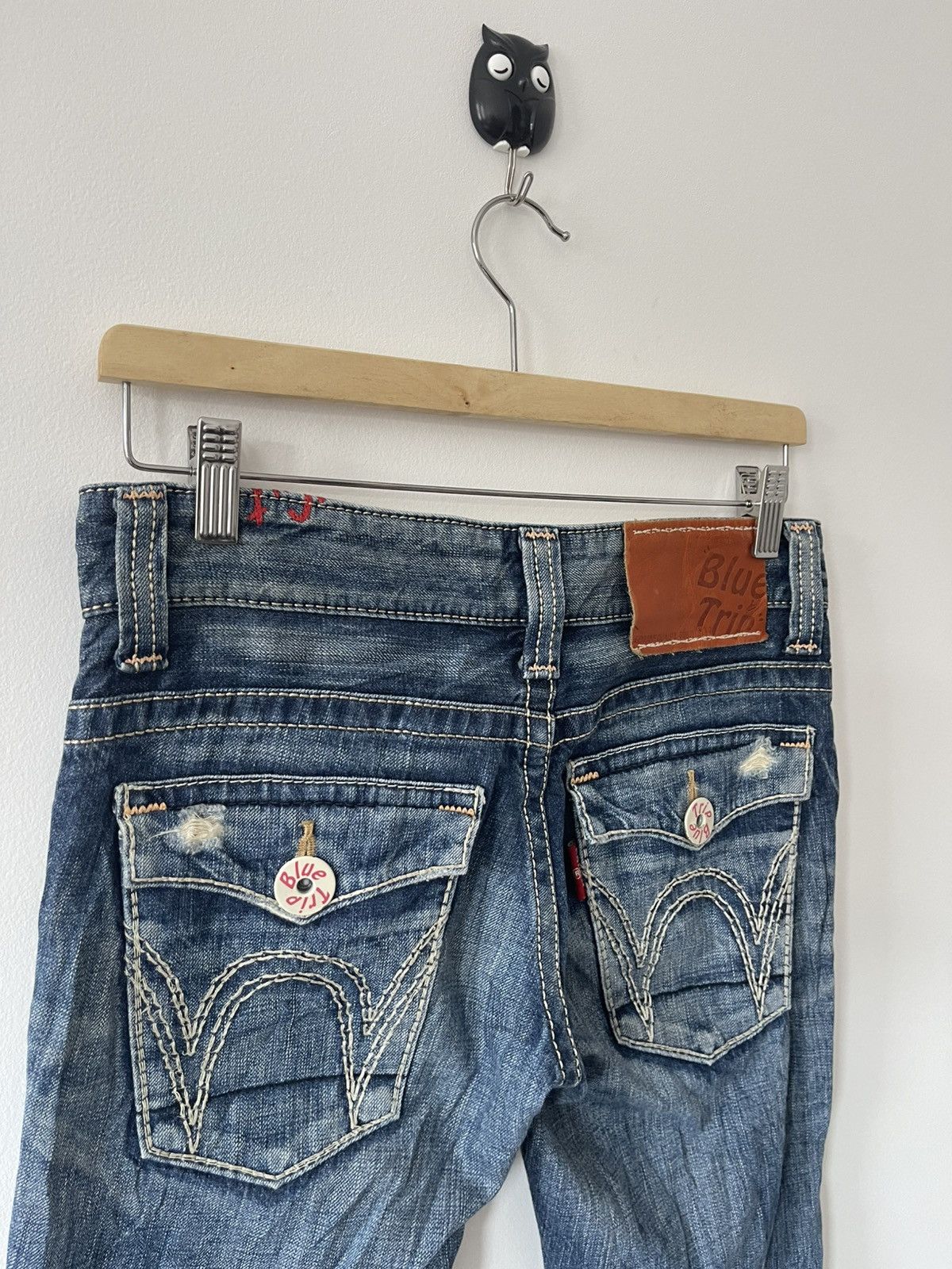 Edwin Rare Vintage EDWIN Blue Trip Boot Cut Flare Japan Denim Size 28" / US 6 / IT 42 - 6 Thumbnail