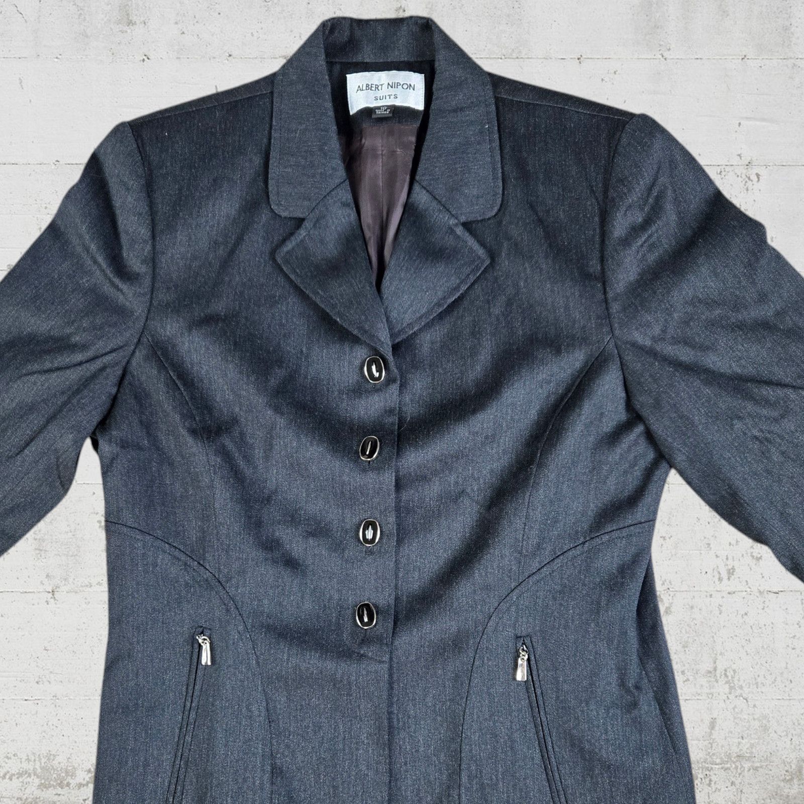 Albert Nipon Albert Nipon 80s Wool Blazer Charcoal Size 10 Size L / US 10 / IT 46 - 6 Thumbnail