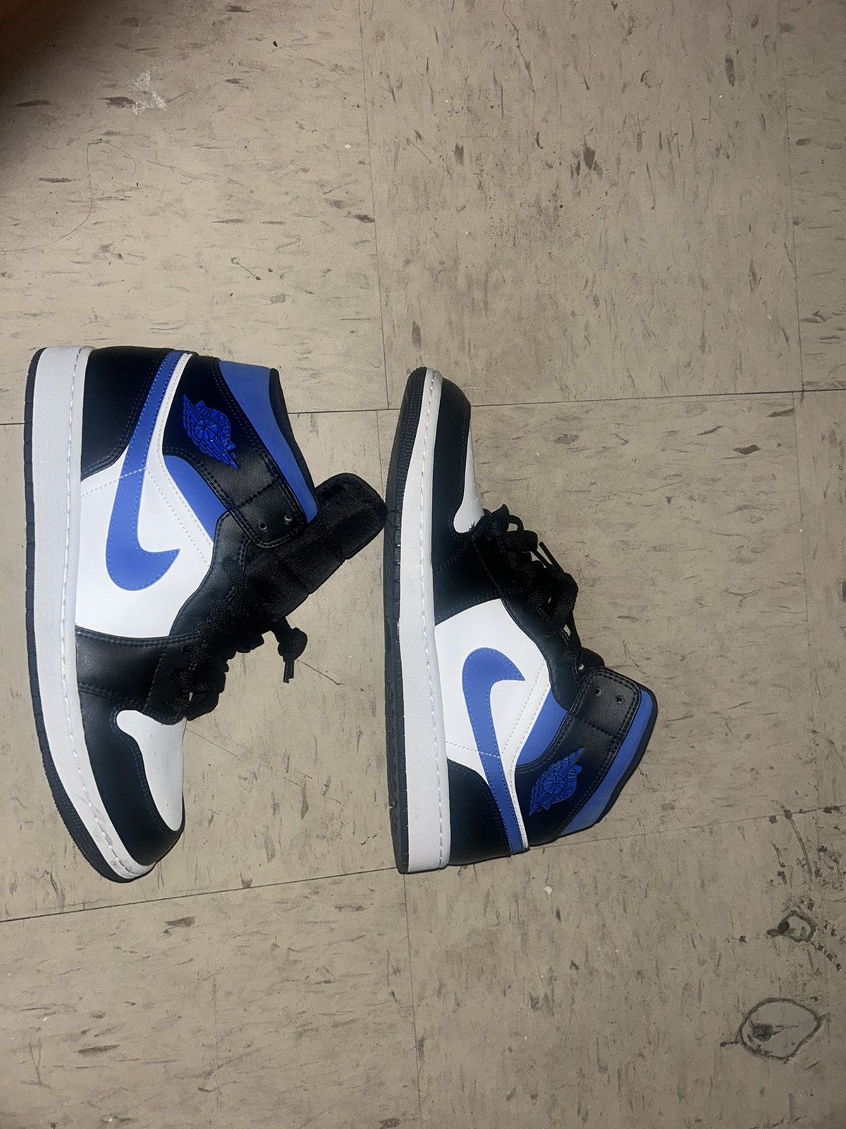 image of Jordan Brand 1 Mid Racer Blue Shoes in Black, Men's (Size 11)