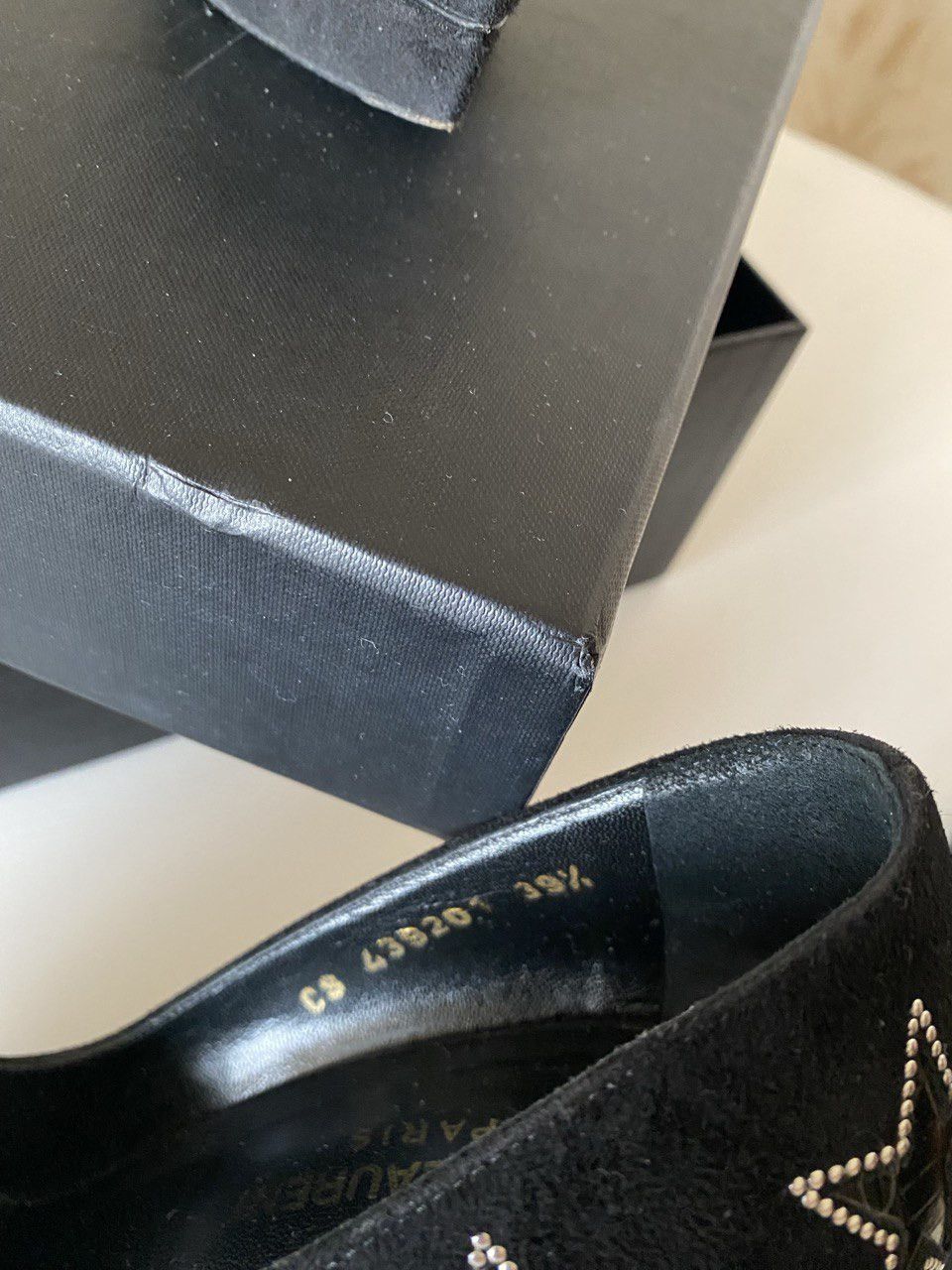 Yves Saint Laurent SAINT LAURENT BLACK VELVET STAR STUDDED PLATFORM HEELS Size US 9.5 / IT 39.5 - 4 Thumbnail