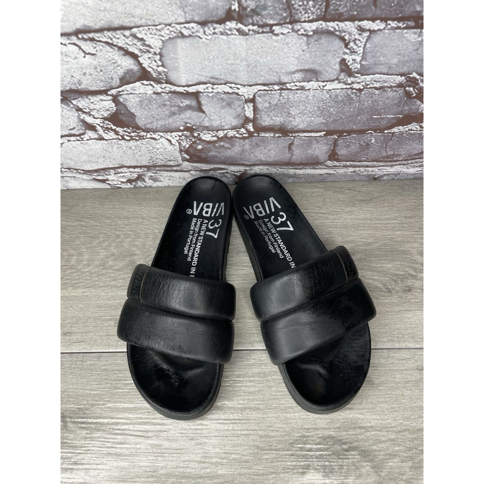 Other VIBA Porto Preto Black Leather Portugal Slides Sandals Women Size US 6.5 / IT 36.5 - 13 Thumbnail