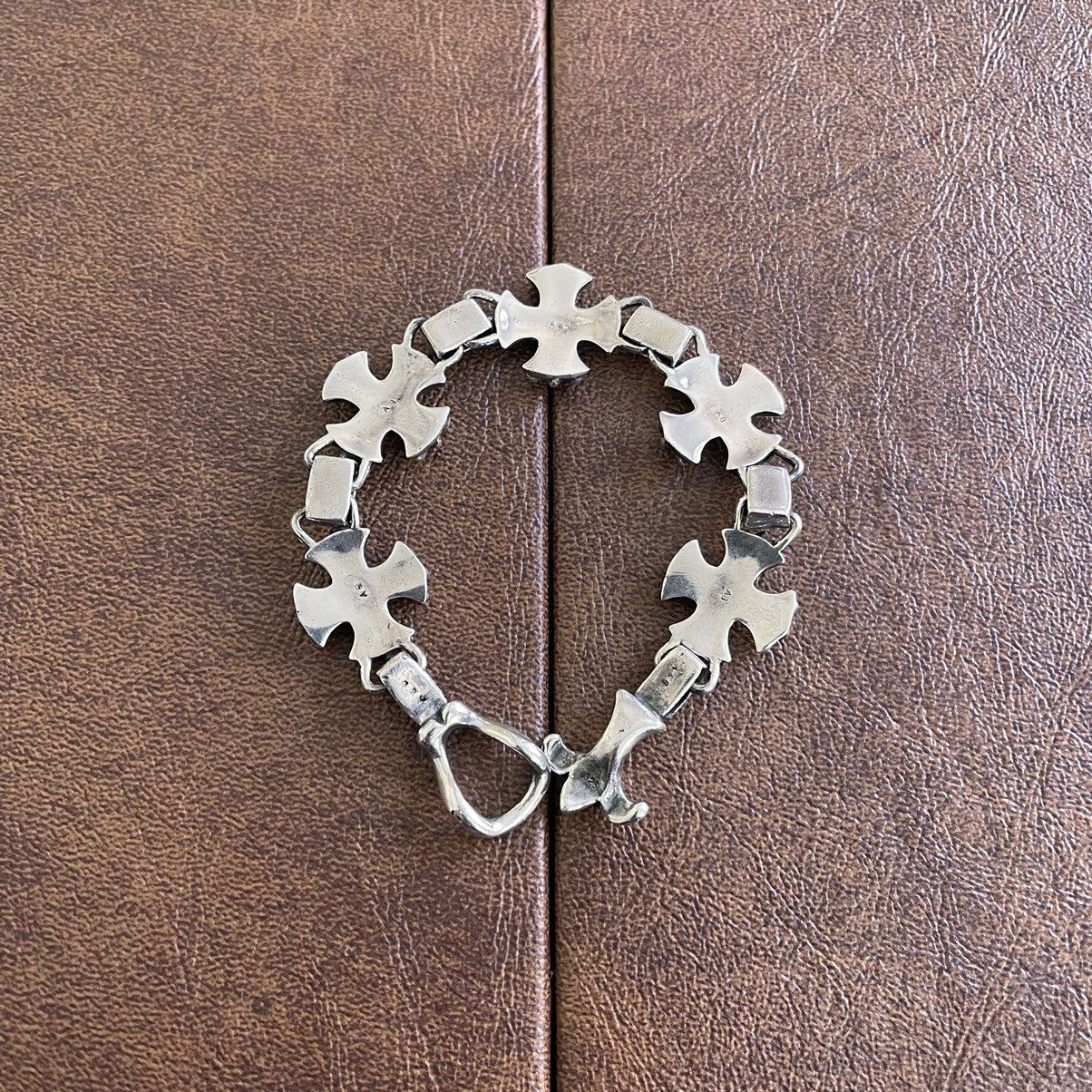A&G Rock 925 Sterling Silver Cross Link Fleur De Lis Bracelet Size ONE SIZE - 6 Thumbnail