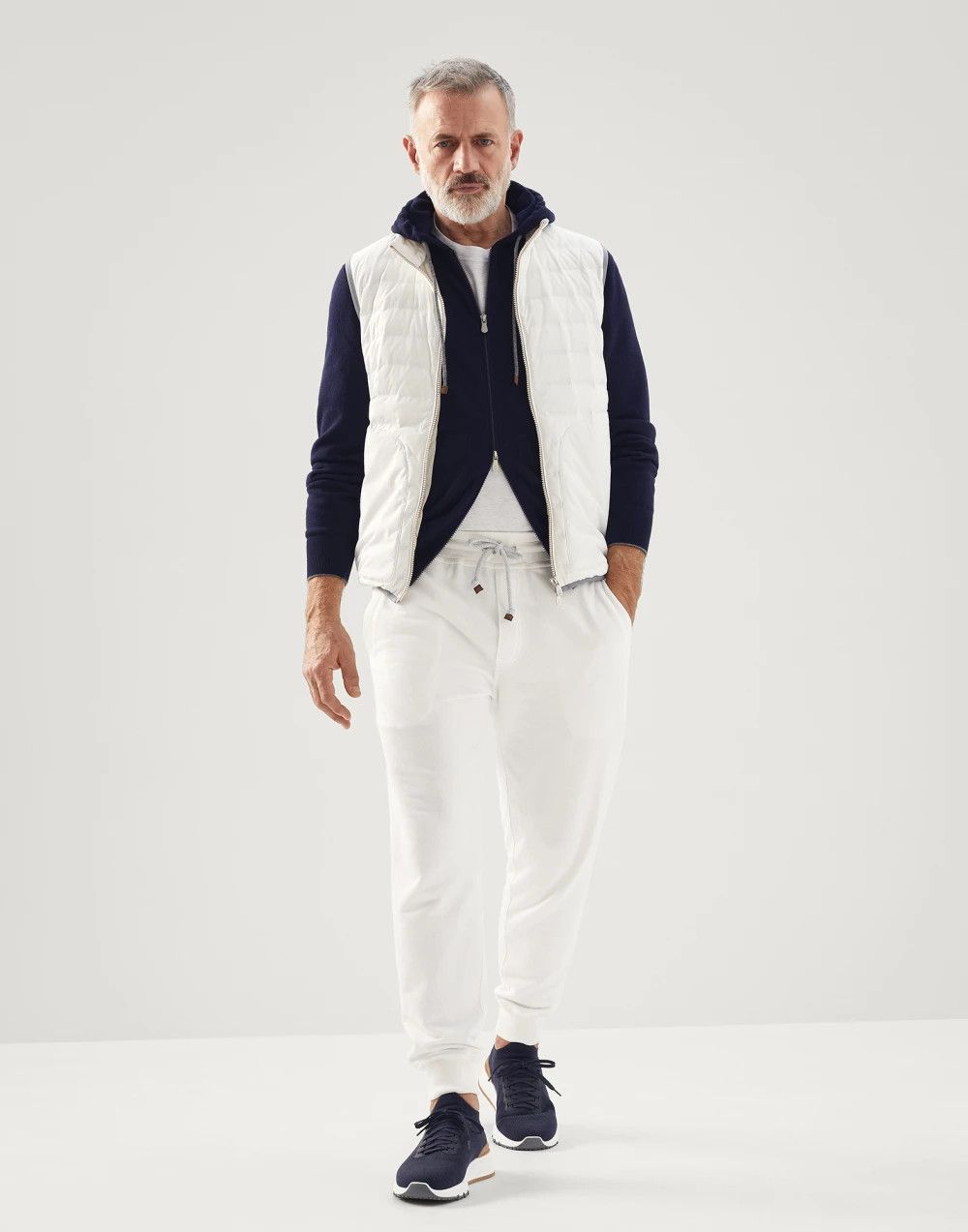 image of Brunello Cucinelli O1W1Db10524 Vest In Open White, Men's (Size XL)