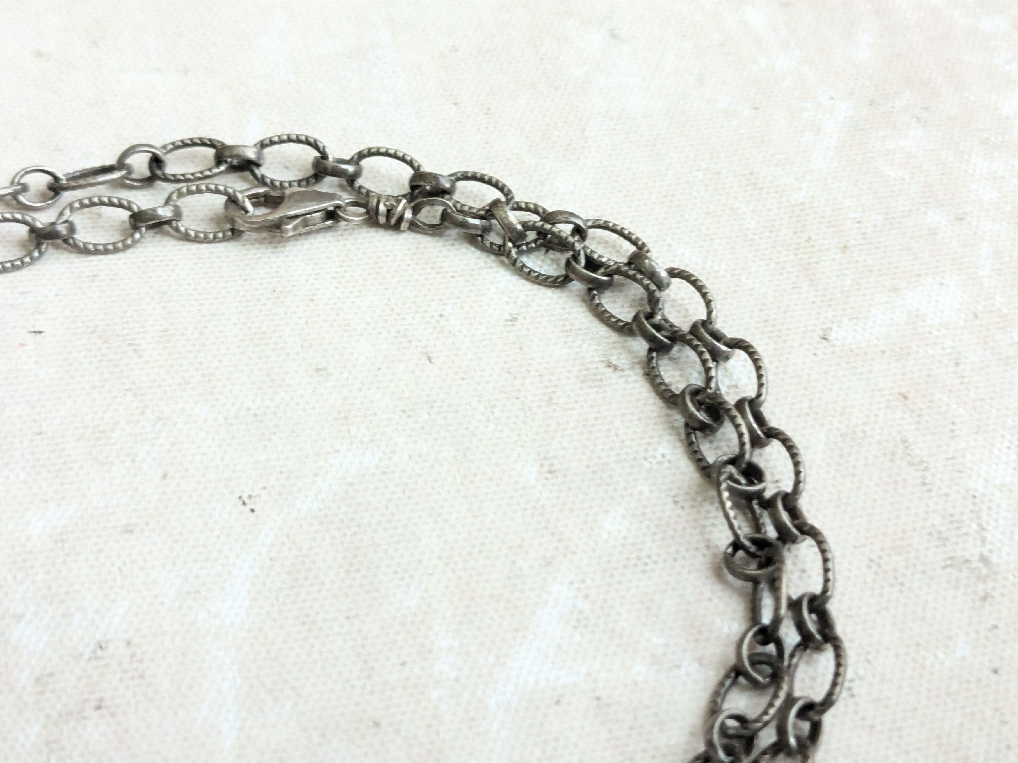 Jewelry Vintage Sterling Silver Oval Necklace 21" Size ONE SIZE - 2 Thumbnail