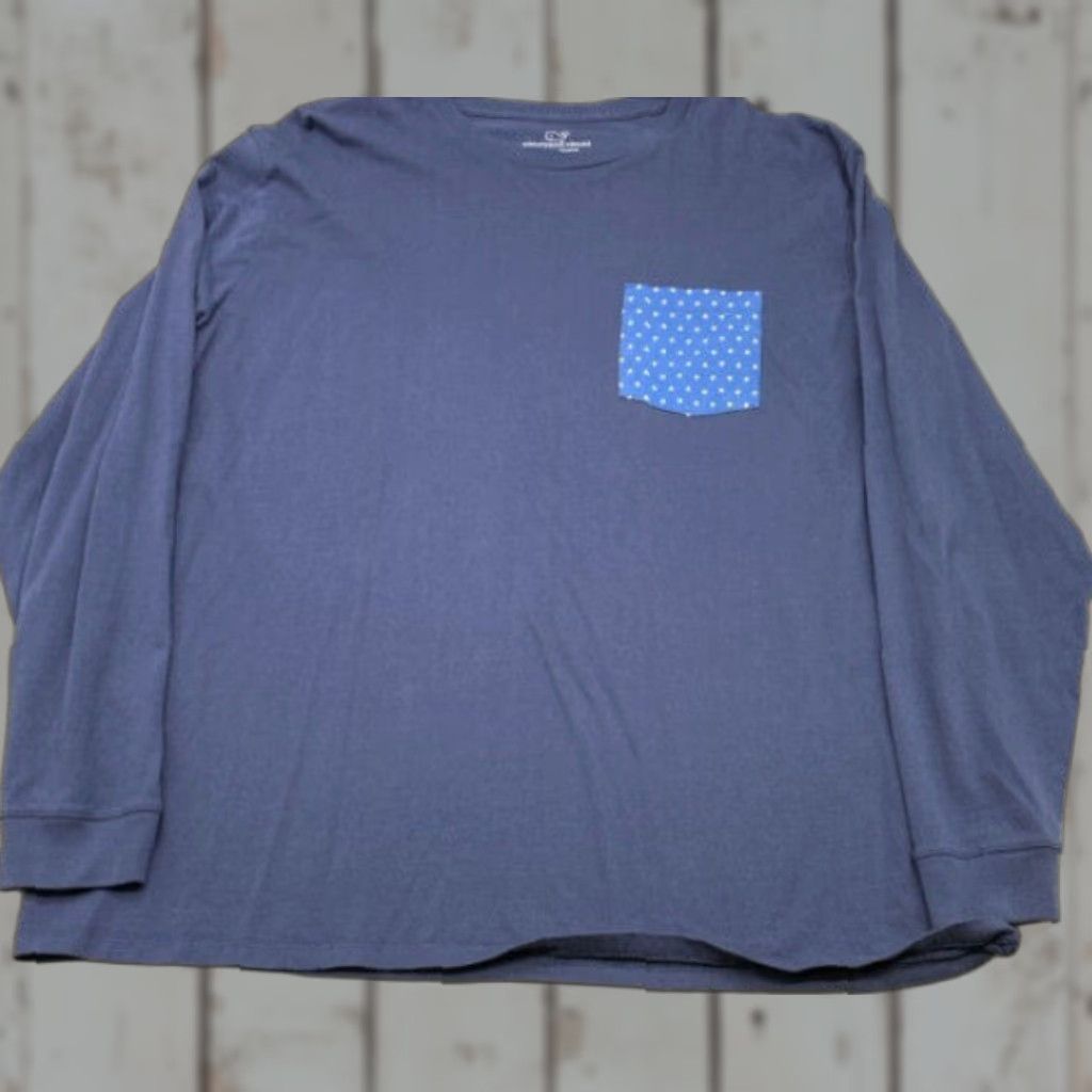 Vineyard Vines Vineyard Vines T-Shirt Mens XL Pocket Long Sleeve Blue Patriotic Red White Blue Size US XL / EU 56 / 4 - 1 Thumbnail