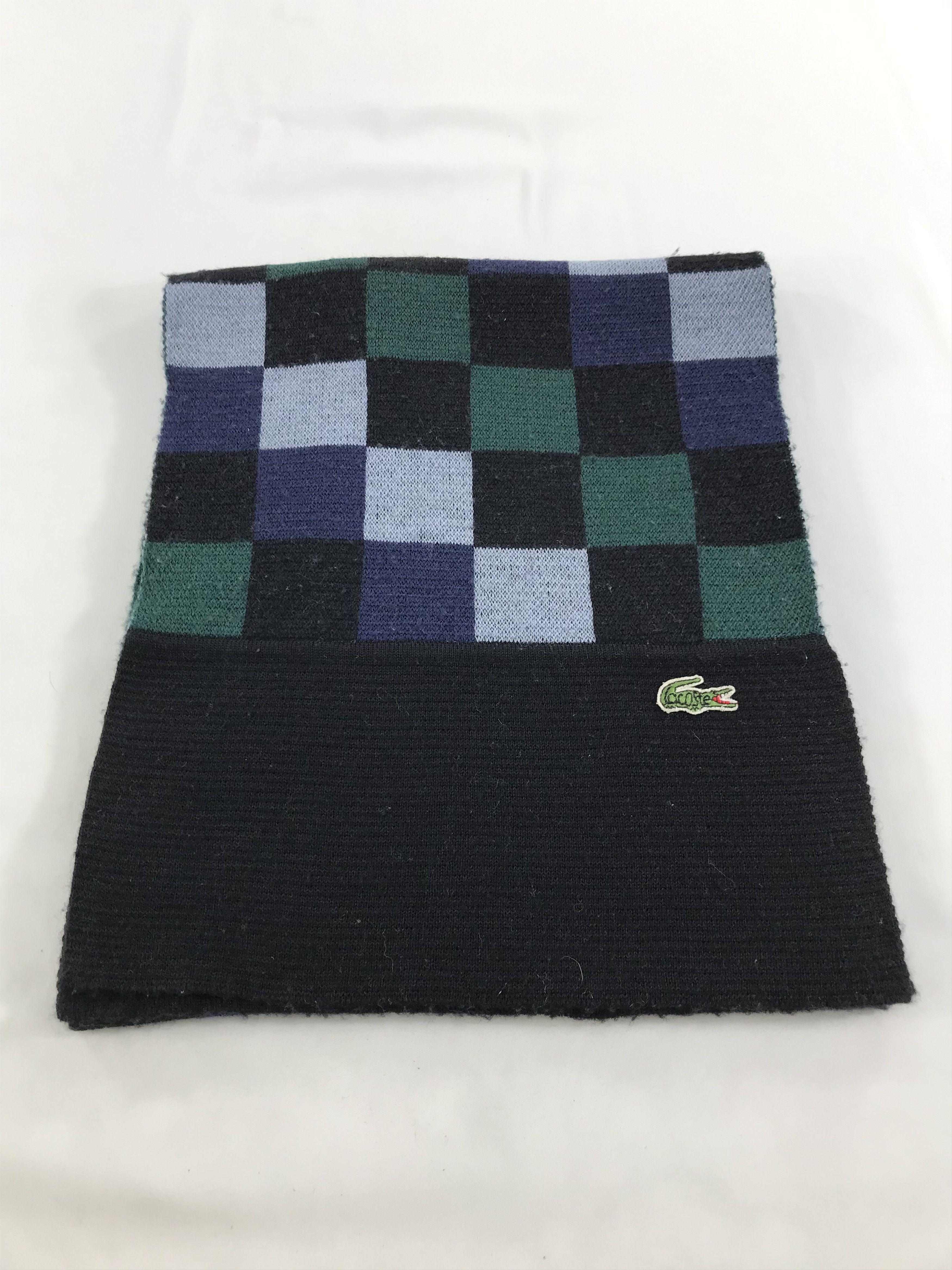 Lacoste Lacoste Checkered Wool Scarf Muffler V132 Size ONE SIZE - 4 Thumbnail