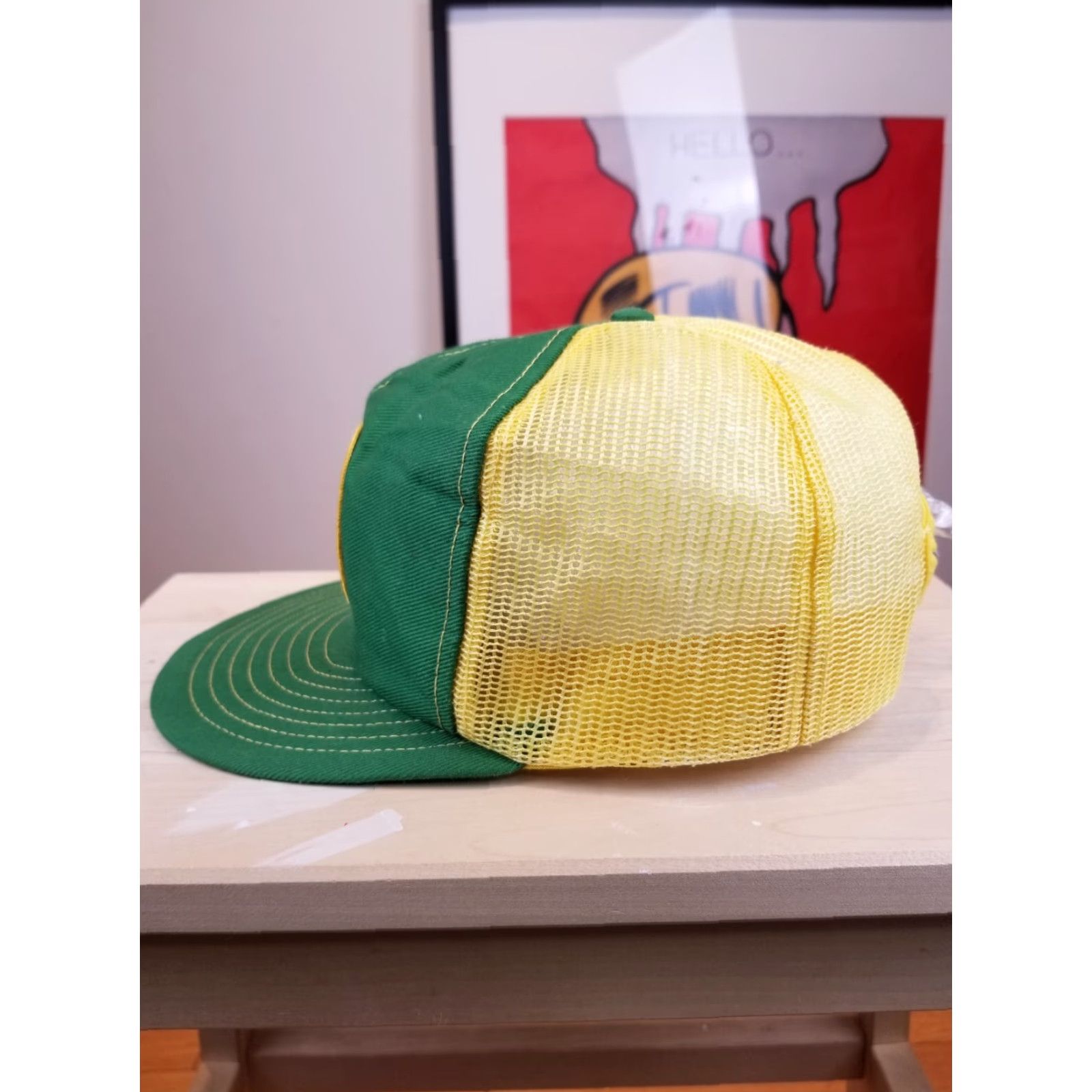 John Deere VINTAGE JOHN DEERE TRUCKER HAT GREEN/YELLOW SNAP Cap Truckers Hat Men/Unbranded Cotton 1970s Yellow Snapback Mens Size ONE SIZE - 3 Thumbnail