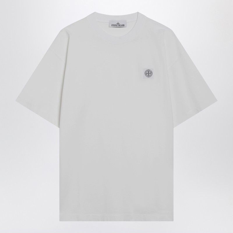 Stone Island White T-Shirt With Logo Patch