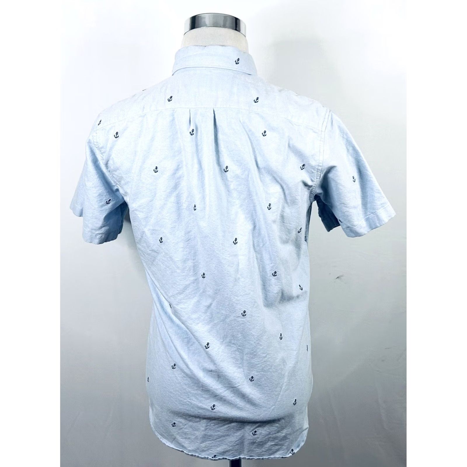 J.Crew J.CREW Small Oxford Shirt Blue Anchor Print Short Sleeve 100% Cotton Button-Down Shirt Mens XS? Size US S / EU 44-46 / 1 - 4 Thumbnail