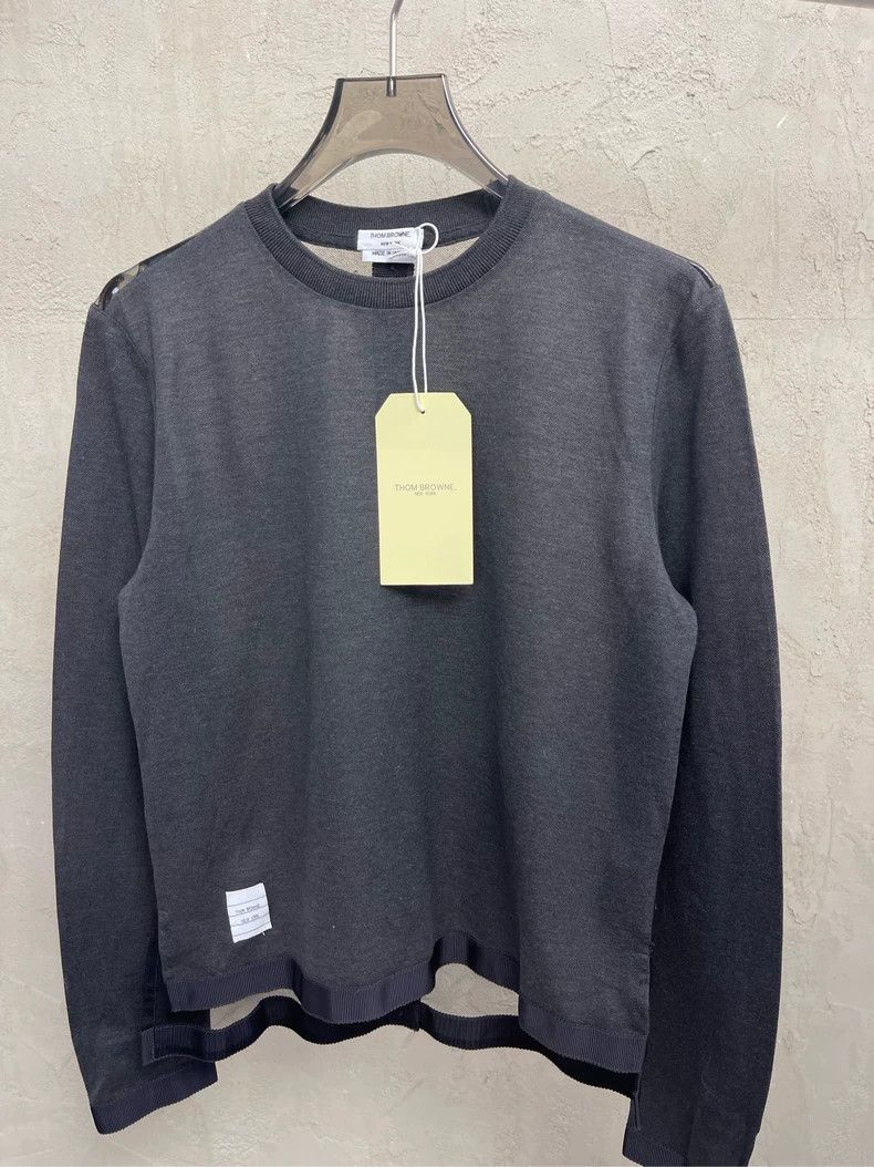 Thom Browne Thom browne Gray back button transparent mesh show long-sle Size US XXS / EU 40 - 3 Thumbnail