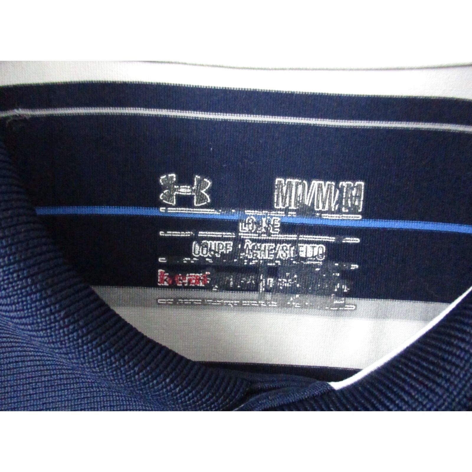 Under Armour Under Armour Shirt Medium Men Polo Heat Gear Loose Golf Short Sleeve Striped Blue logo Breathable Golf Size US M / EU 48-50 / 2 - 4 Thumbnail