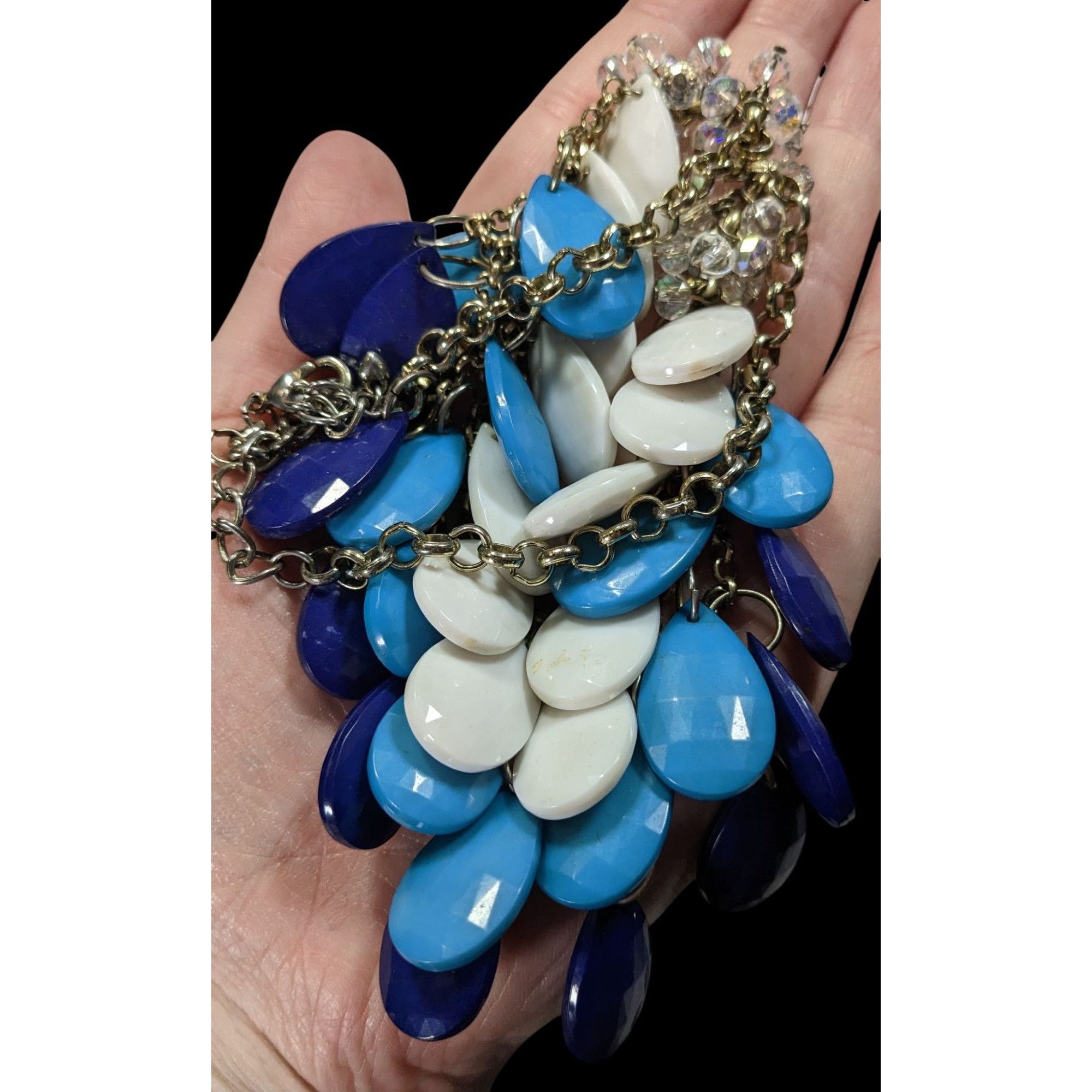 Other Layered Teardrop Statement Necklace In White Light Blue & Da Size ONE SIZE - 5 Thumbnail