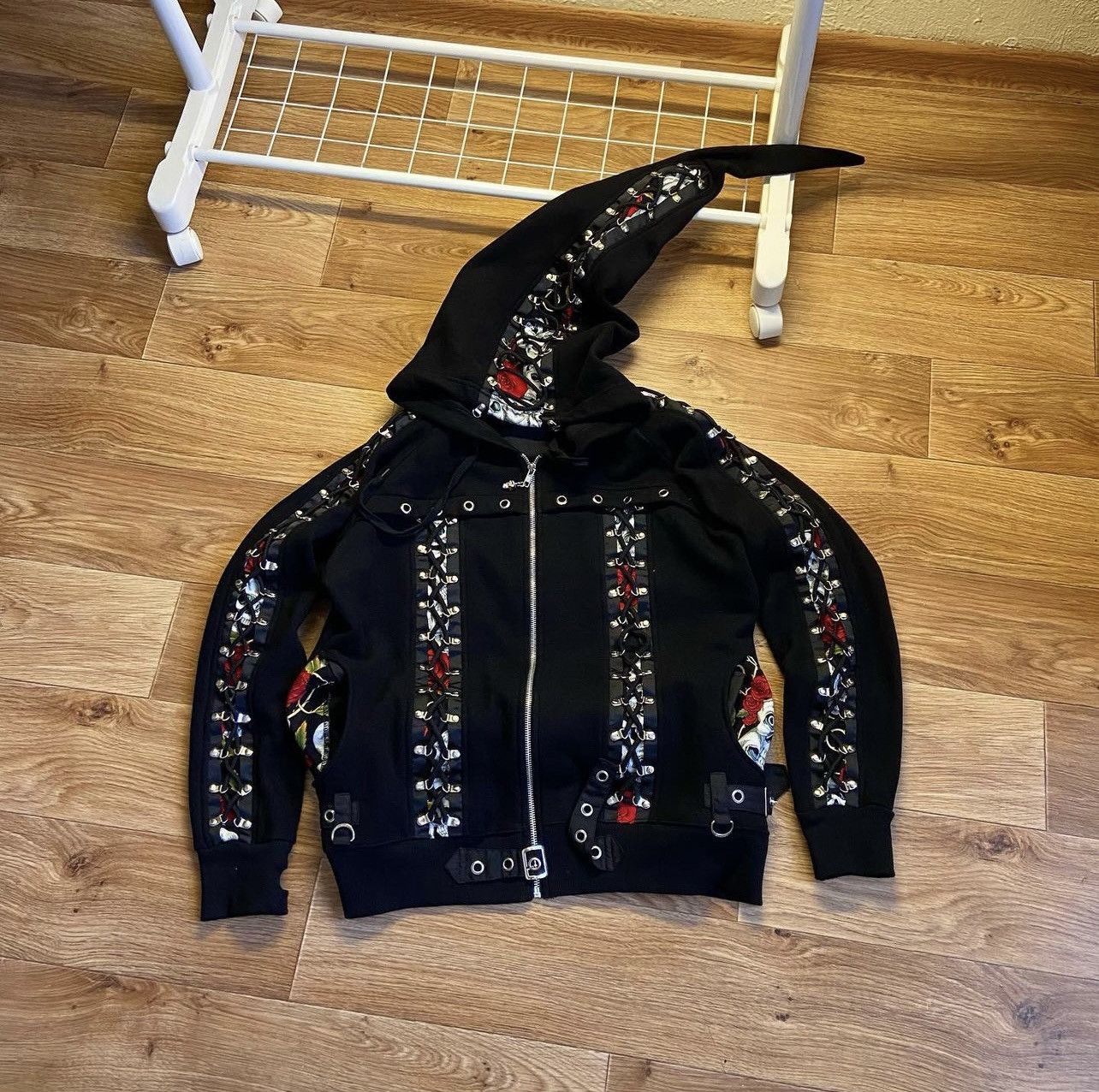 トップス archive zip hoodie y2k opium Vintage Cyber Y2K Opium Zip Hoodie Affliction Style Gothic