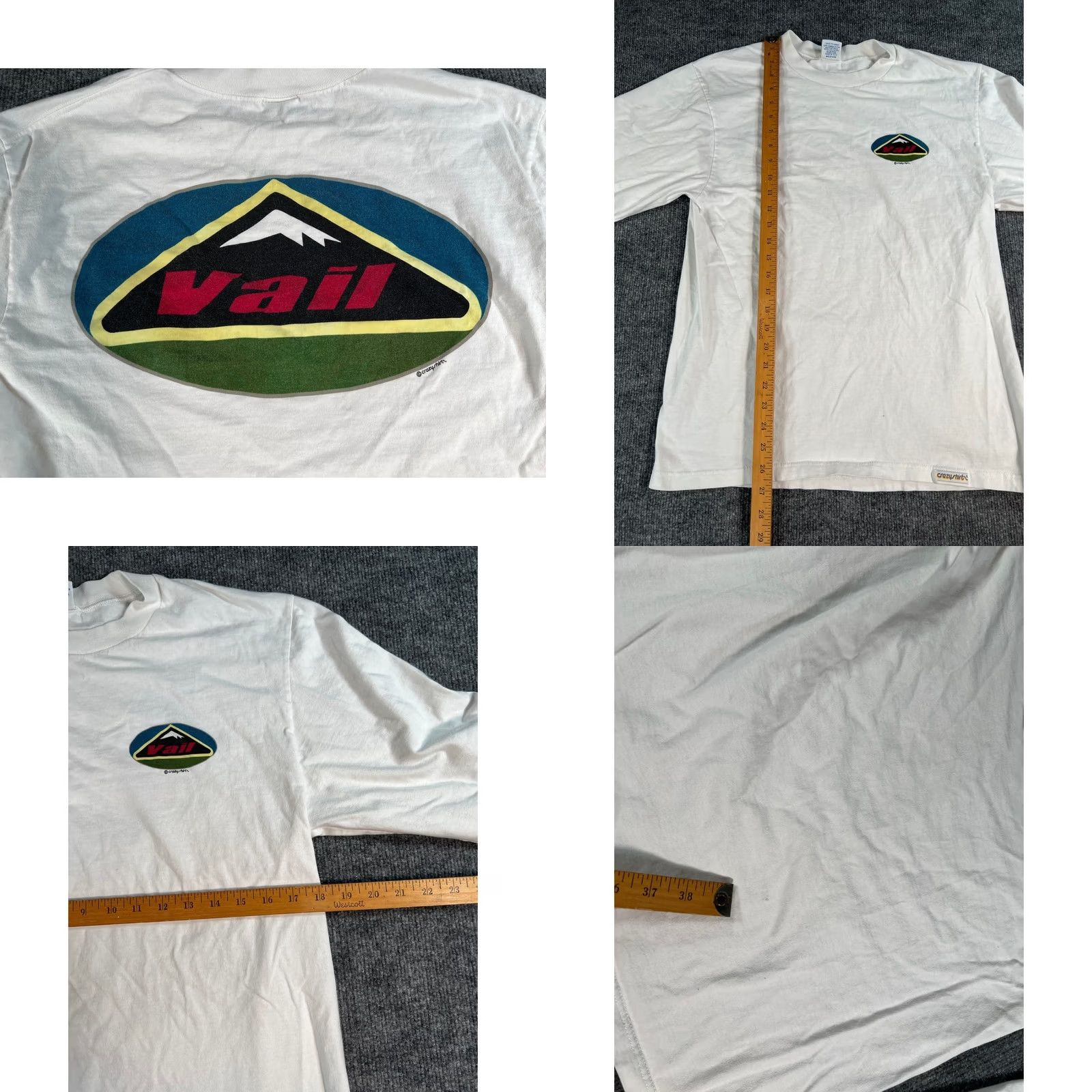 Vintage VINTAGE Crazy Shirt T-Shirt Long Sleeve Mens M White Vail Mountain Logo 90s Outdoor Skiing USA Made Black? Size US M / EU 48-50 / 2 - 8 Thumbnail