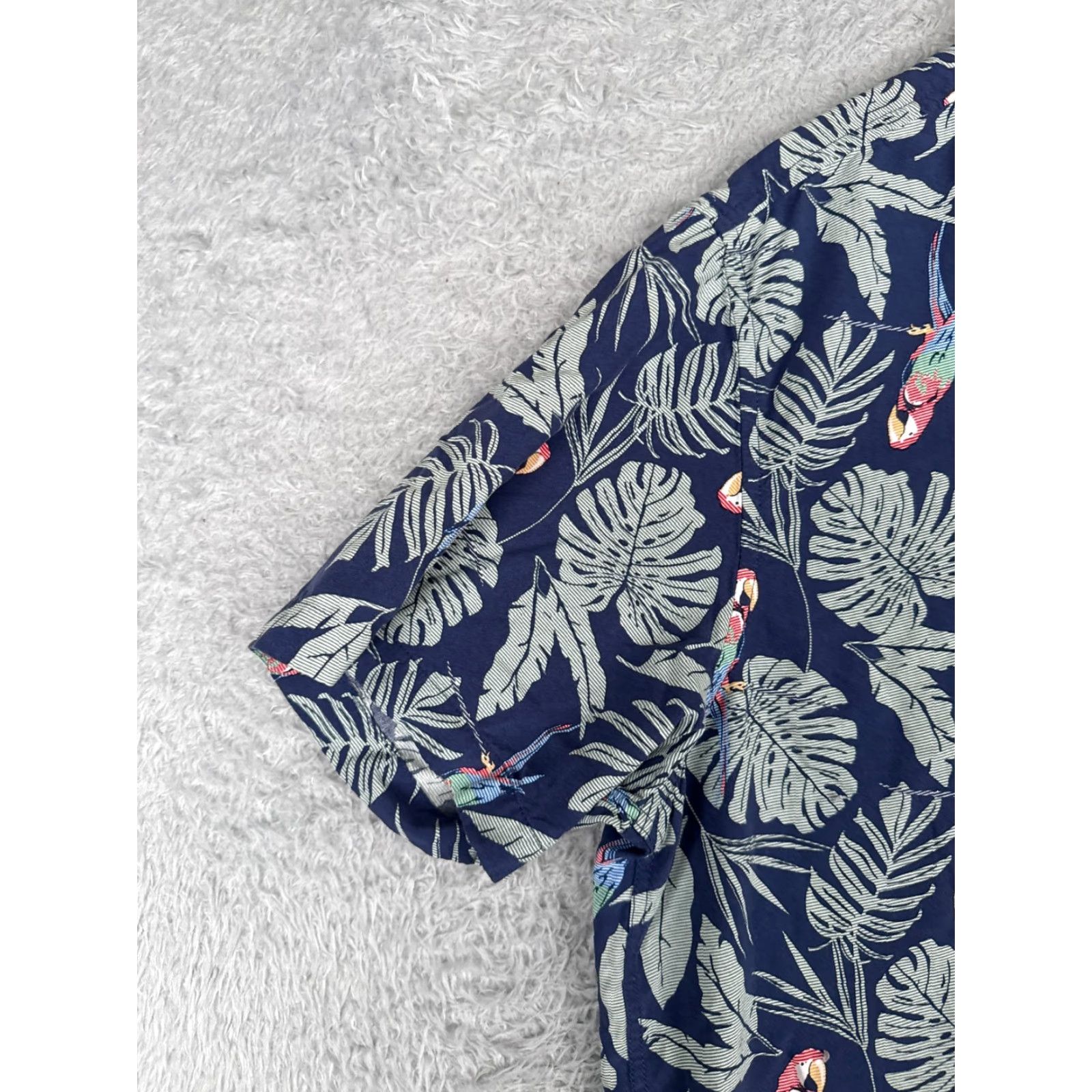 Croft & Barrow VINTAGE Croft & Barrow Shirt Mens Large Blue Palm Leaf Parrot Hawaiian Button Up Rayon Size US L / EU 52-54 / 3 - 3 Thumbnail