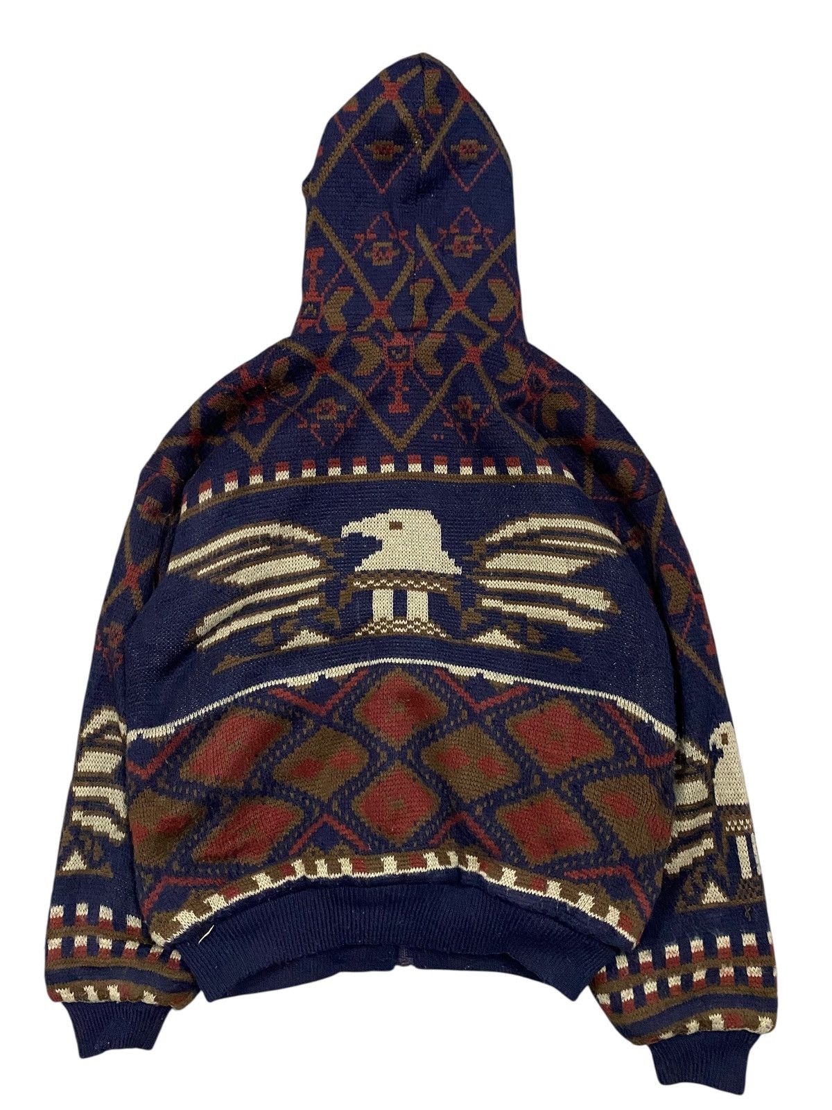 Vintage Vintage Best Life Aztec Eagle Sherpa Lined Knit Zip Hoodie Size US L / EU 52-54 / 3 - 2 Thumbnail