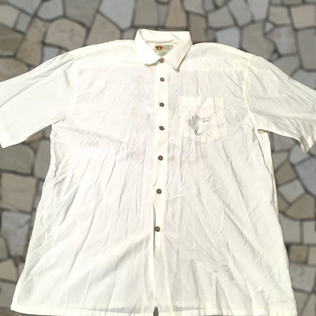 Paradise VINTAGE Paradise Key Shirt 2XL IVORY CAMP BEACHcomber Resort Embroidered Size US XXL / EU 58 / 5 - 1 Thumbnail