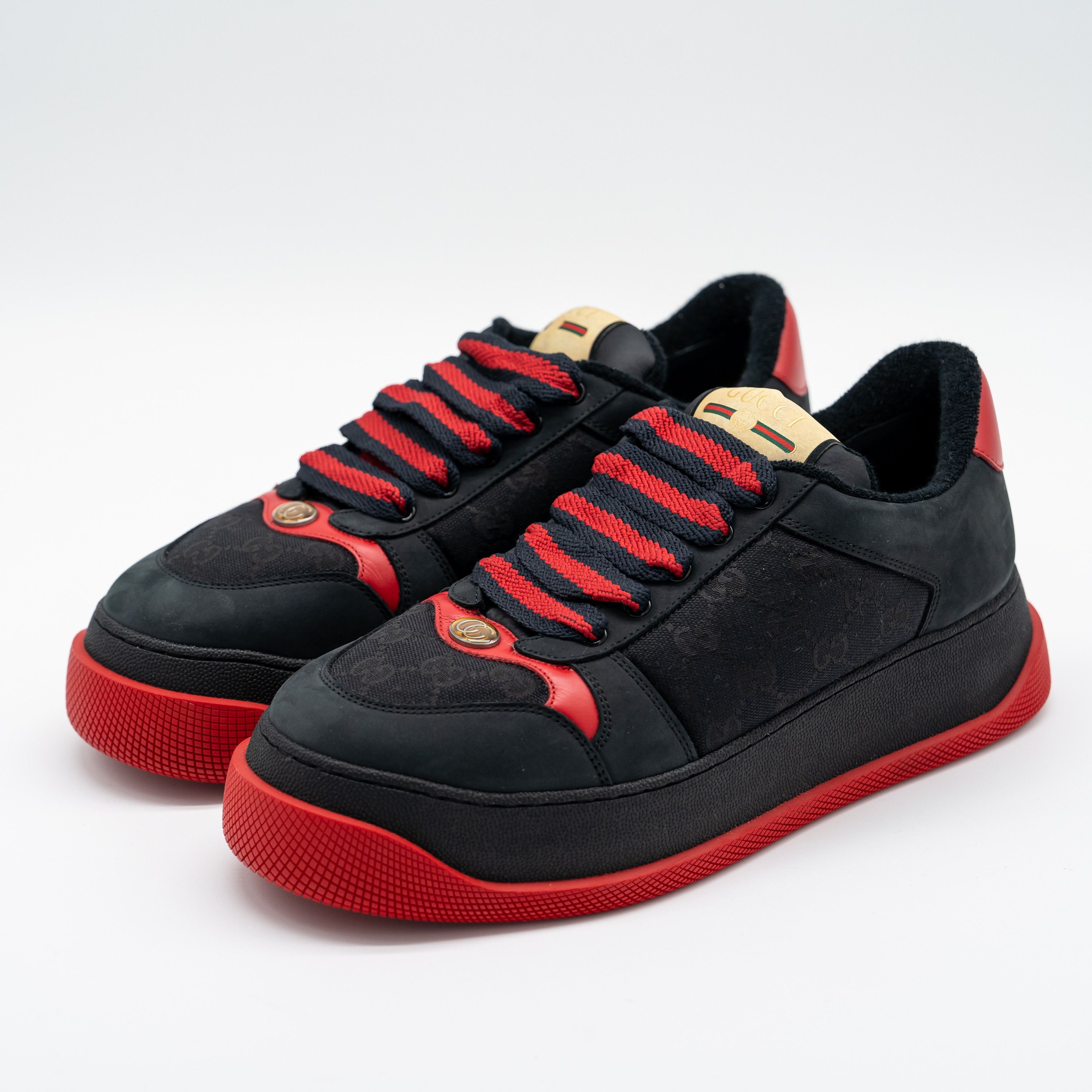 Gucci 10us Gucci Double Screener GG Black Red Chunky Sneakers Size US 10 / EU 43 - 1 Thumbnail