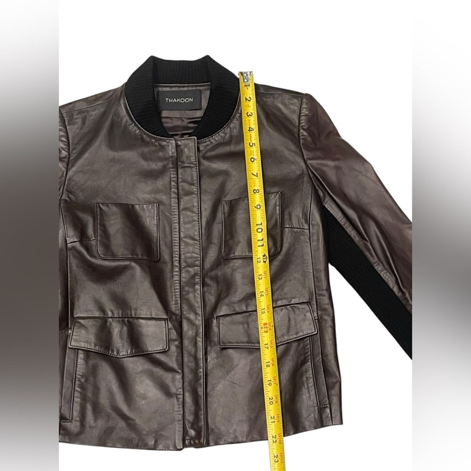 THAKOON THAKOON Woman’s Brown Leather Jacket Size:6 Size M / US 6-8 / IT 42-44 - 9 Thumbnail