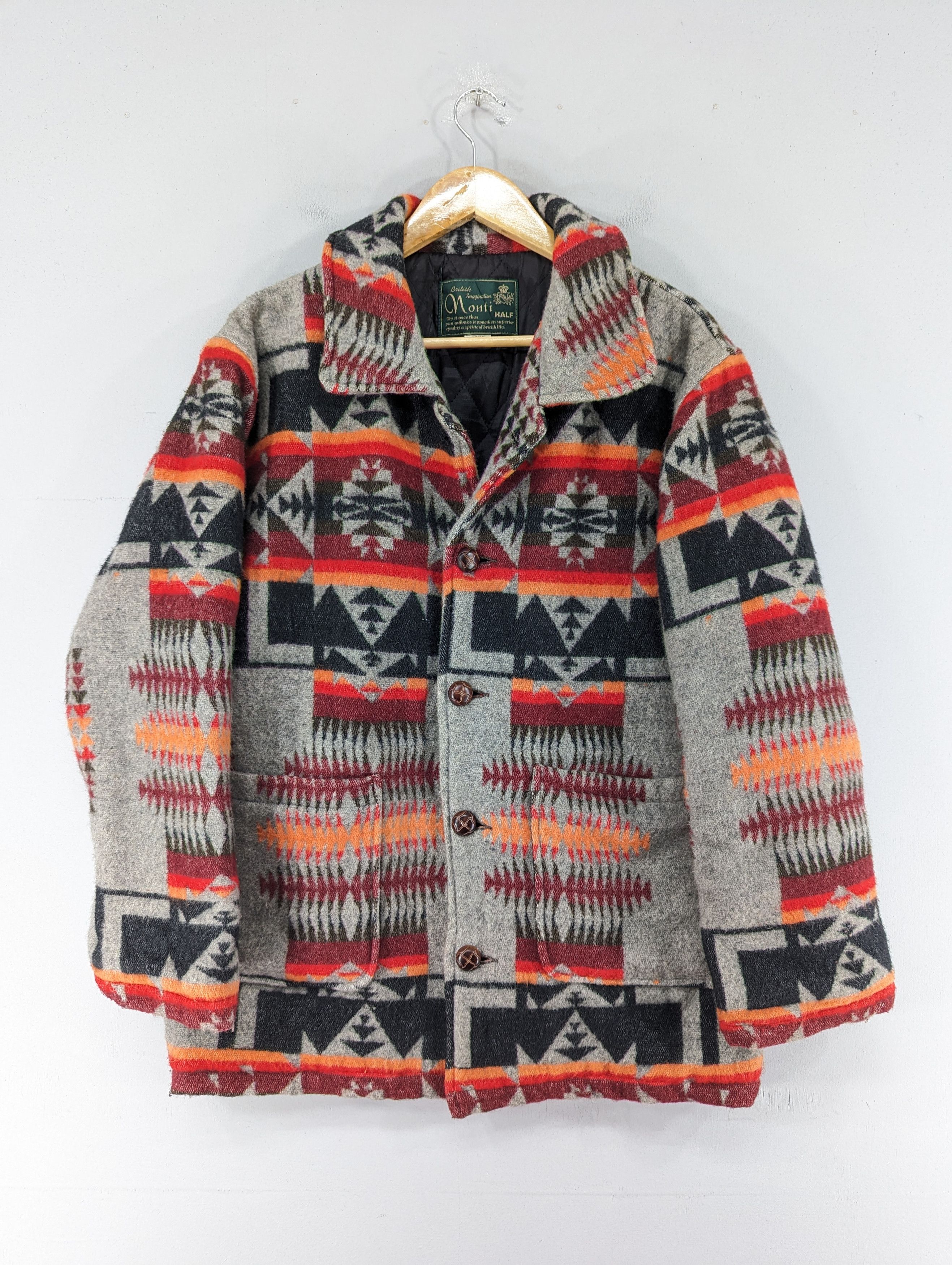 Vintage Monti Half Aztec Wool Quilted Button Jacket