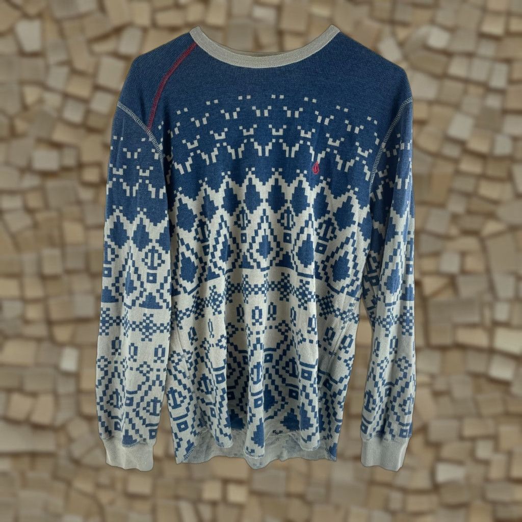 Volcom Volcom Sweater Men’s Size M Gray Blue Southwestern Pullover Crew Neck Knit Pullover Regular Fit- Gray/Blue Southwestern Pattern Size US M / EU 48-50 / 2 - 1 Thumbnail