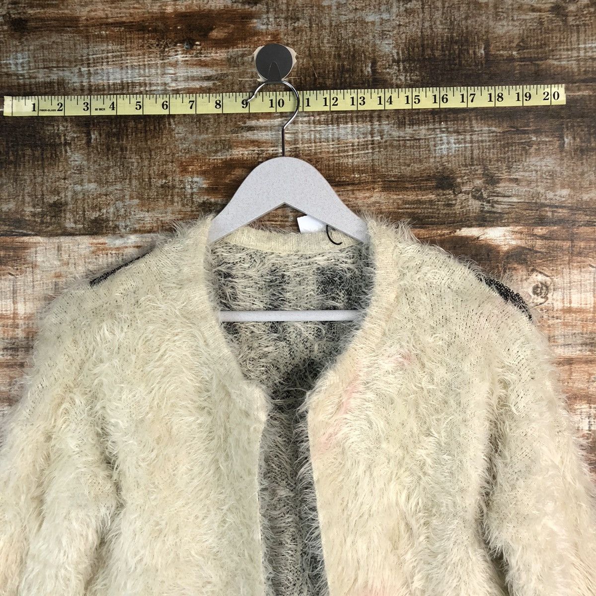 Vintage Japan faded mohair fur shaggy White Cardigan Knitwear #A1911 Size L / US 10 / IT 46 - 5 Thumbnail