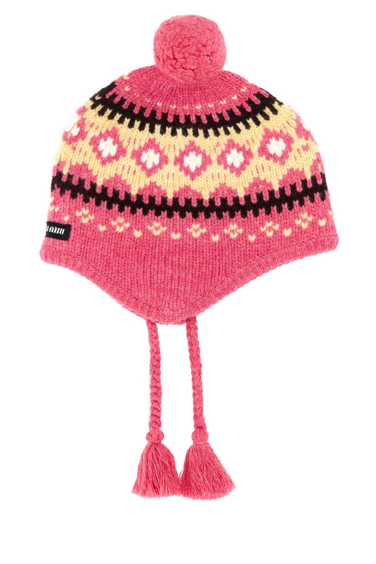 Miu Miu Embroidered Wool Beanie Hat Size ONE SIZE - 1 Thumbnail