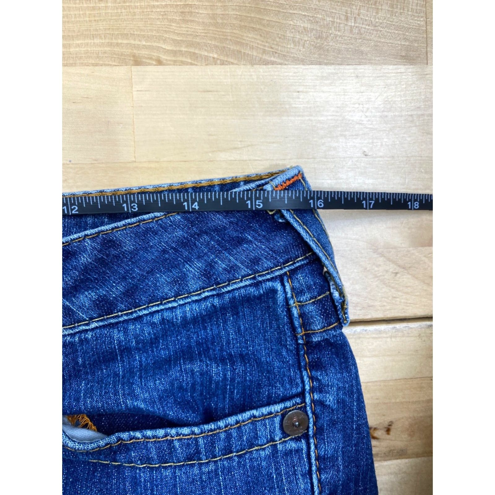 True Religion True Religion Jeans Shorts Mens 29 Casual 12" Inseam Blue Denim Cut Offs Flats Front 7055 Size US 29 - 4 Thumbnail