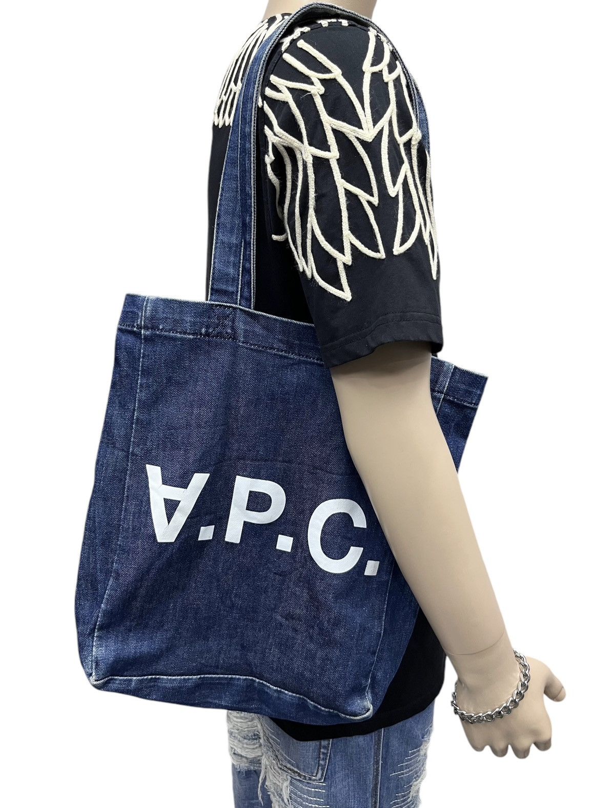 A.P.C. 🔥Vintage A.P.C RUE MADAME PARIS Distressed Denim Tote Bag Size ONE SIZE - 1 Thumbnail