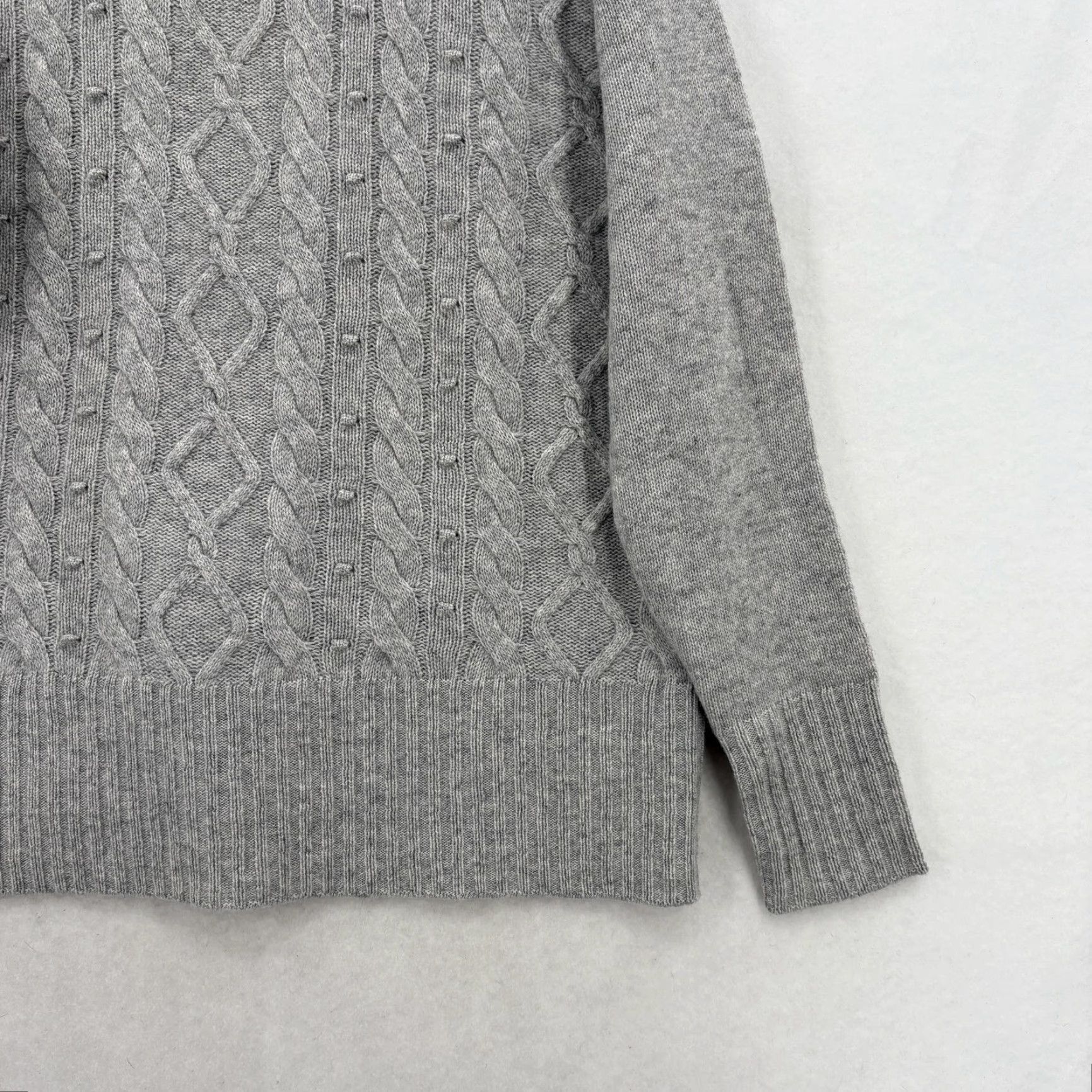 Charter Club VINTAGE Charter Club Sweater Womens Small Gray Luxury Cashmere Cable Knit Turtleneck Size S / US 4 / IT 40 - 3 Thumbnail