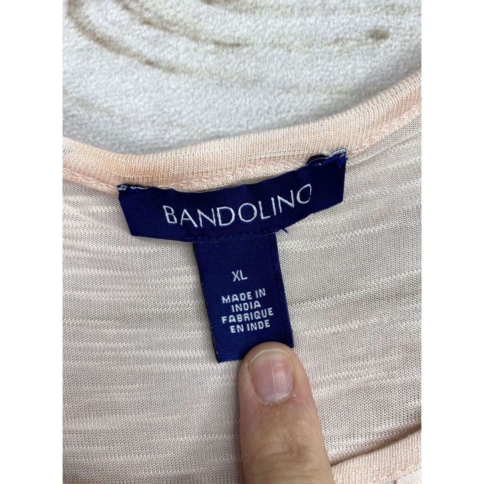 Vintage BANDOLINO Womens Top XL Peach Tie Dye Roll-Tab Sleeve Pleated Keyhole Boho NWT Shirt Size XL / US 12-14 / IT 48-50 - 3 Thumbnail