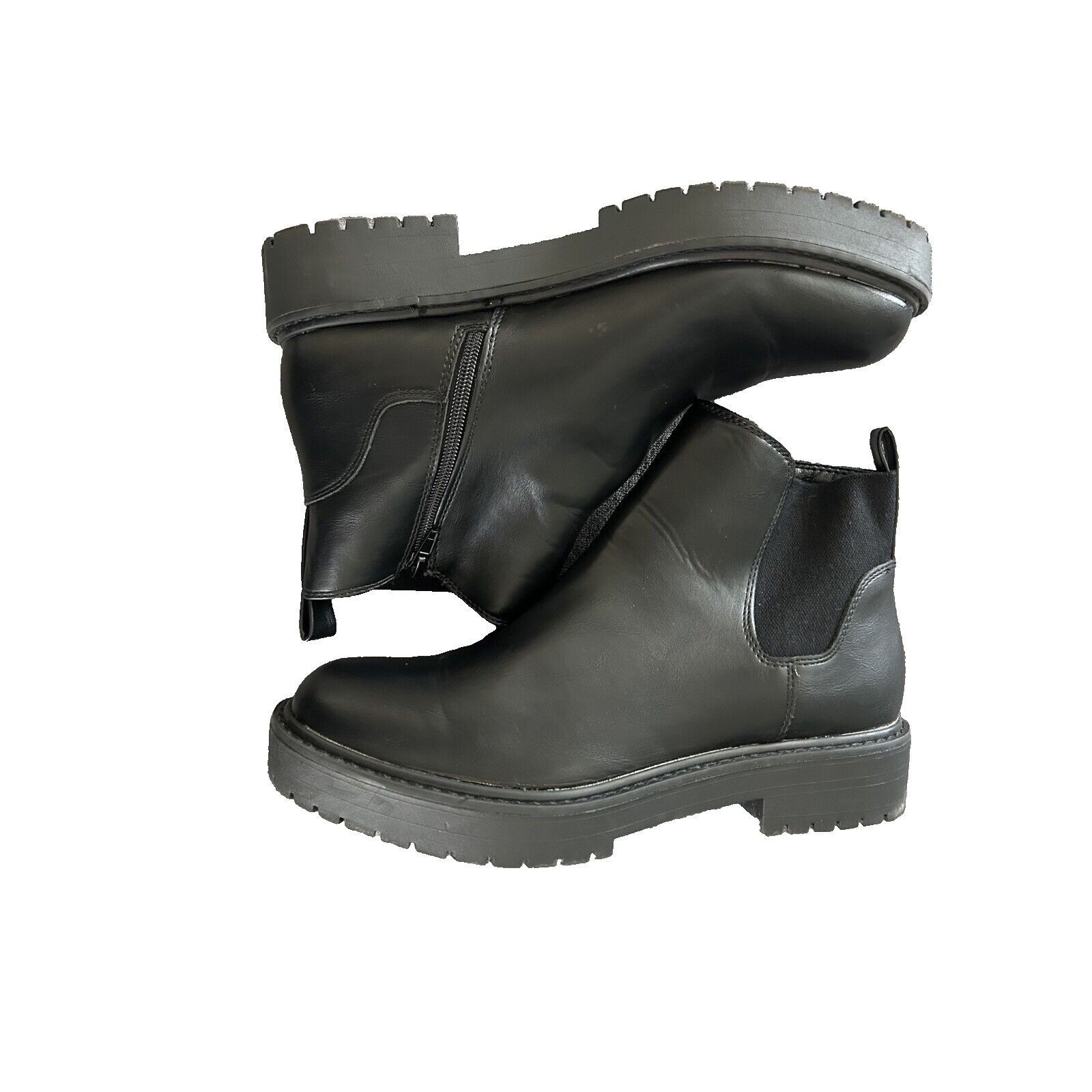 Other Time and Tru Womens Ankle Boots / Shoes Sz 11 Black Faux Lea Size US 11 / IT 41 - 2 Thumbnail