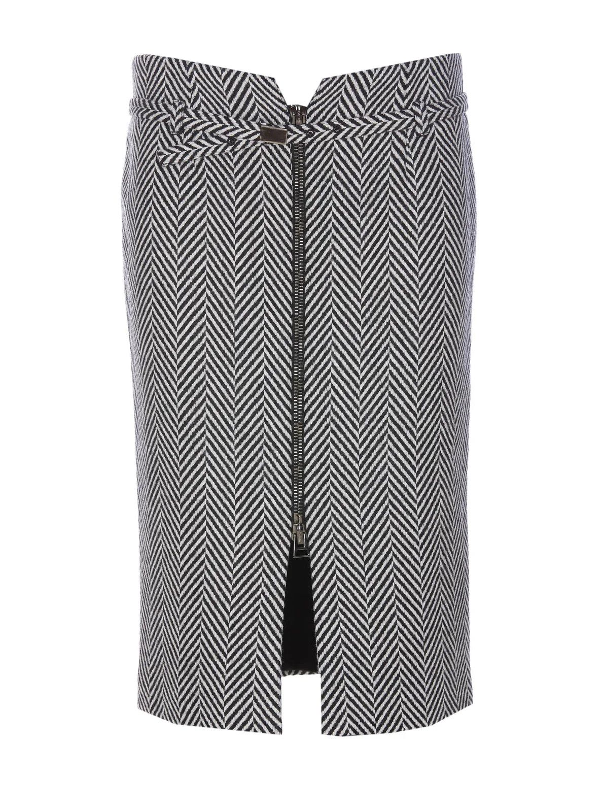 Tom Ford o1w1db10225 GC5703 Zipped Midi Pencil Skirt in White Black Size 28" / US 6 / IT 42 - 1 Thumbnail