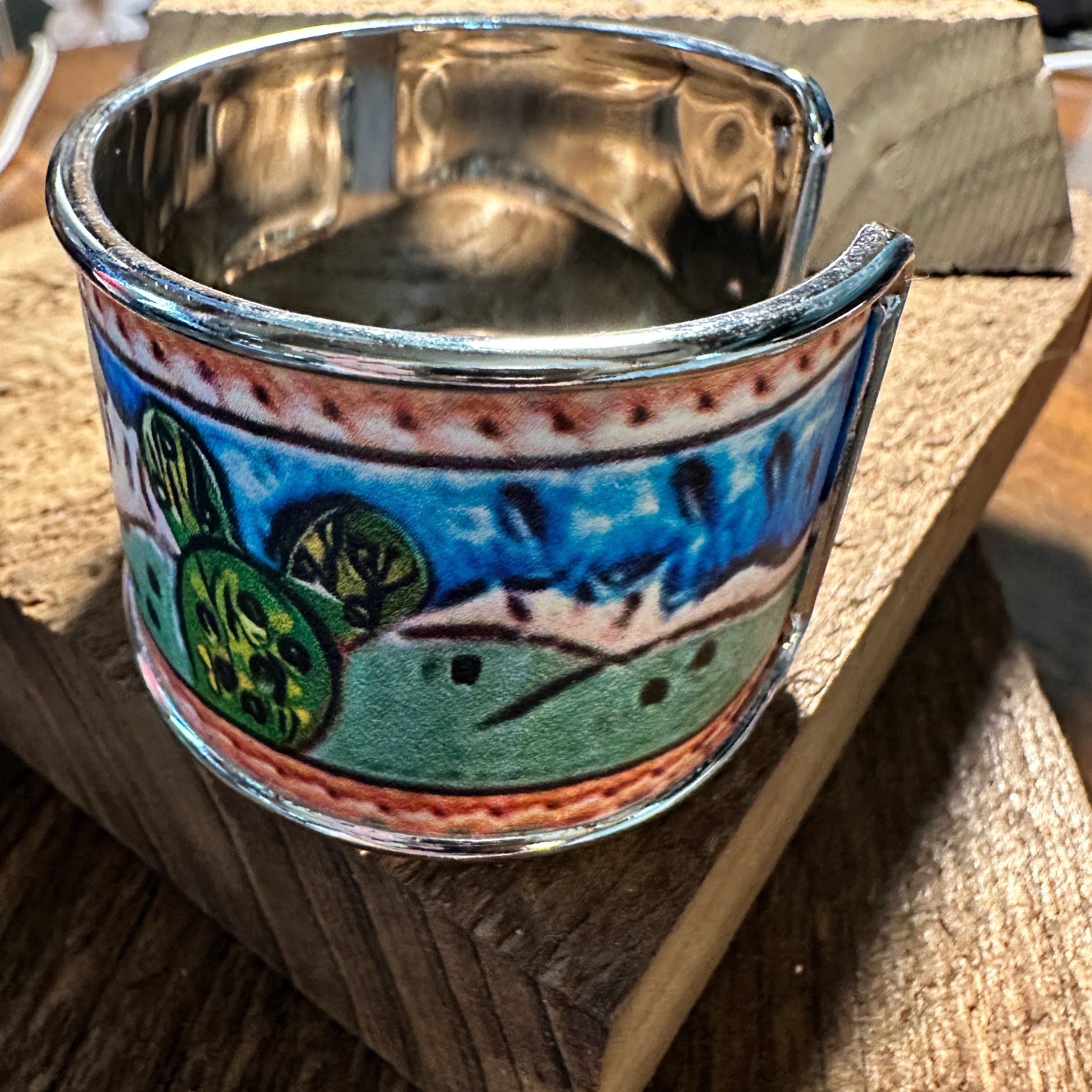 Other Boho SouthWestern Chic Cactus Scene Wide Cuff Bangle Bracele Size ONE SIZE - 5 Thumbnail