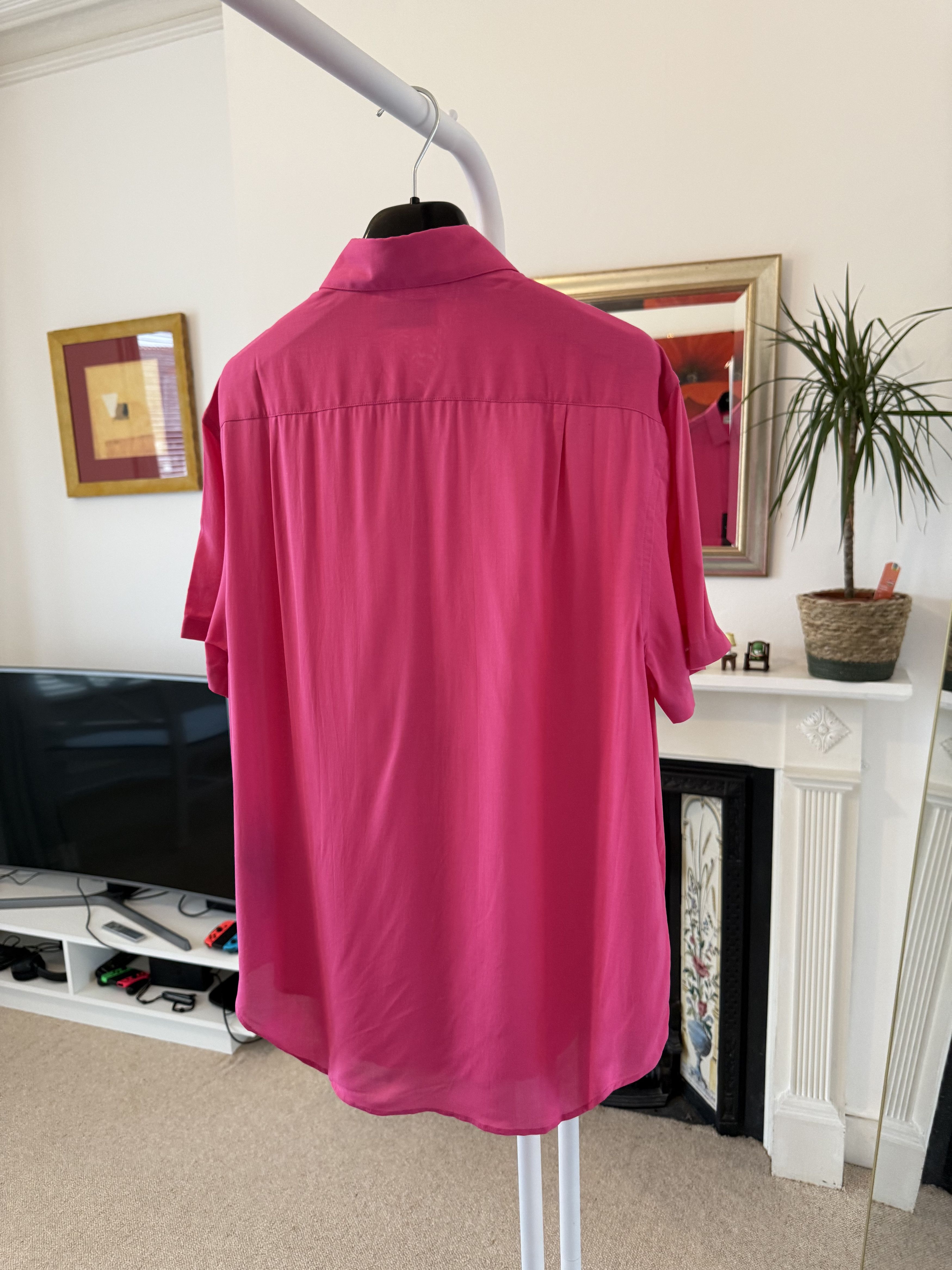 Saint Laurent Paris Saint Laurent Pink Viscose Short Sleeve Shirt Size US M / EU 48-50 / 2 - 2 Thumbnail